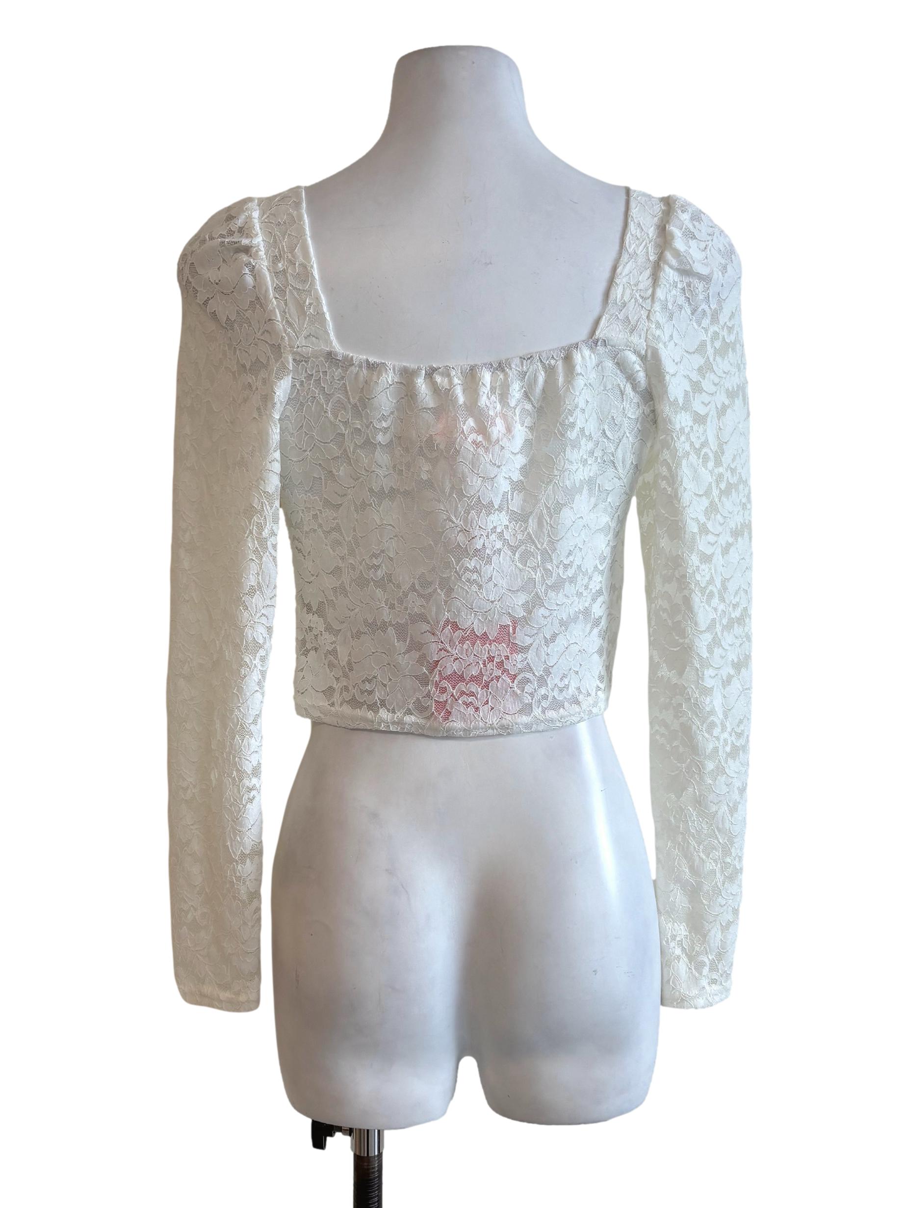 White Floral Lace Sheer Top