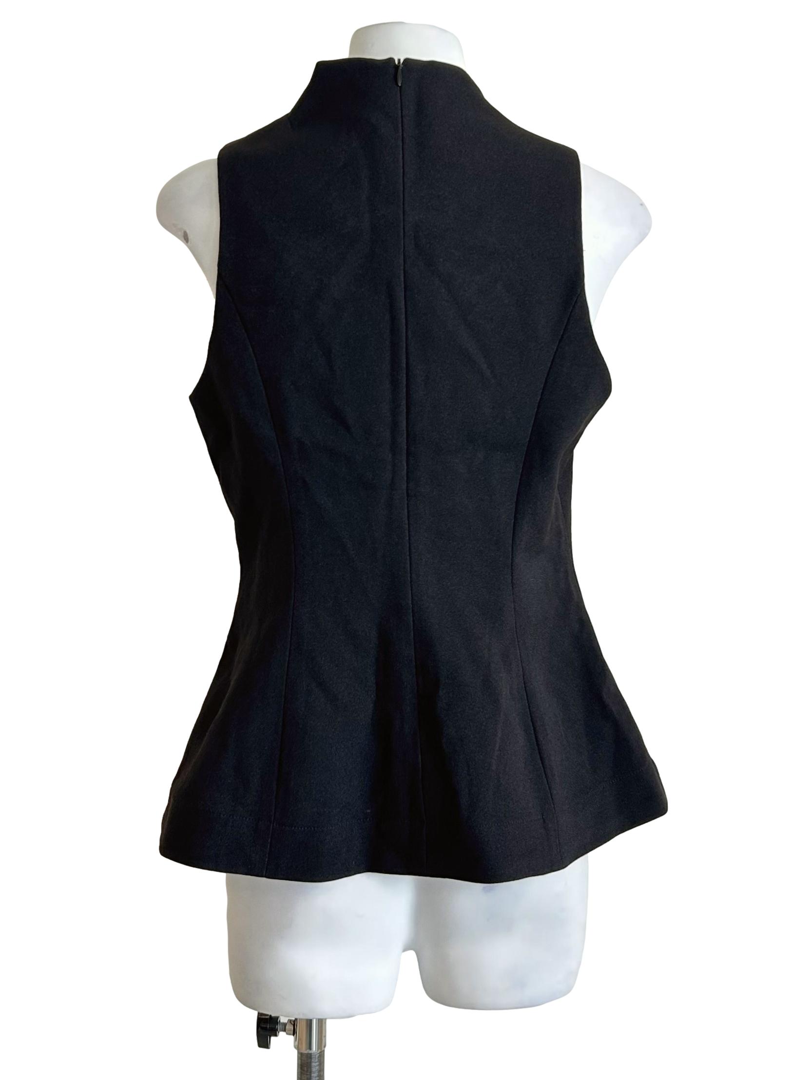 Sleeveless Black Mandarin Collar Peplum Top