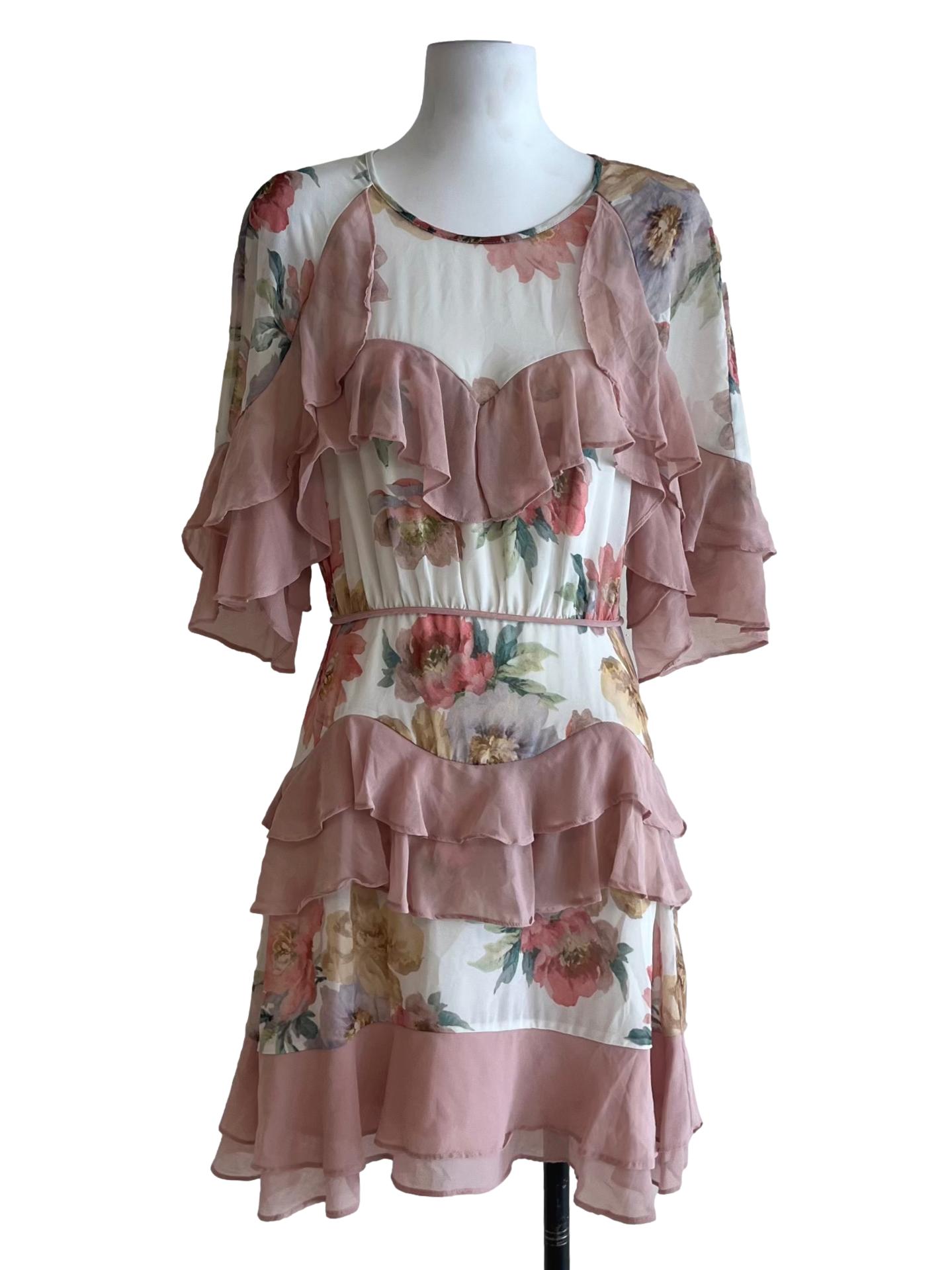 White Floral Empire Dress