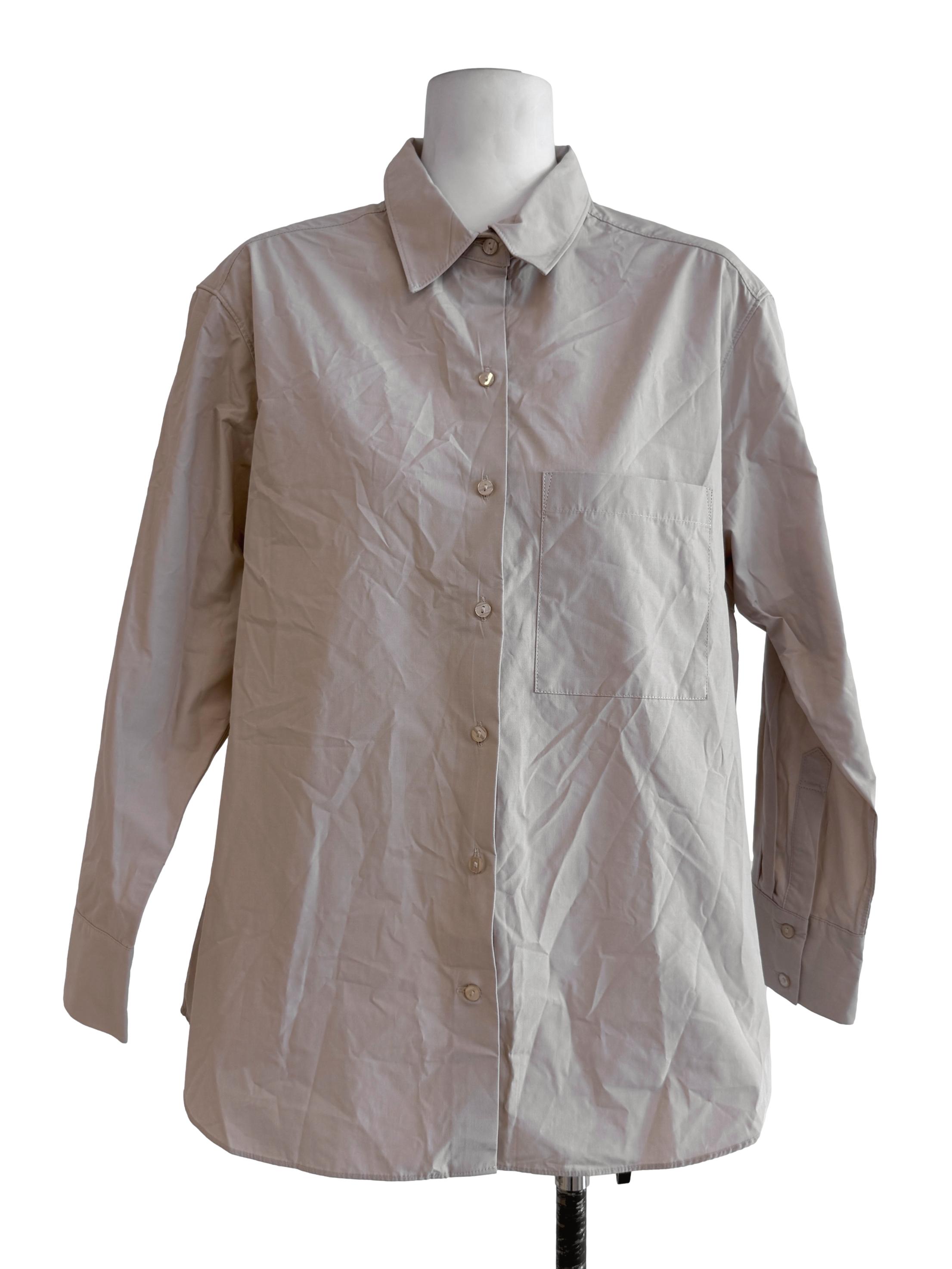 Beige Long Sleeve Plain Shirt LB