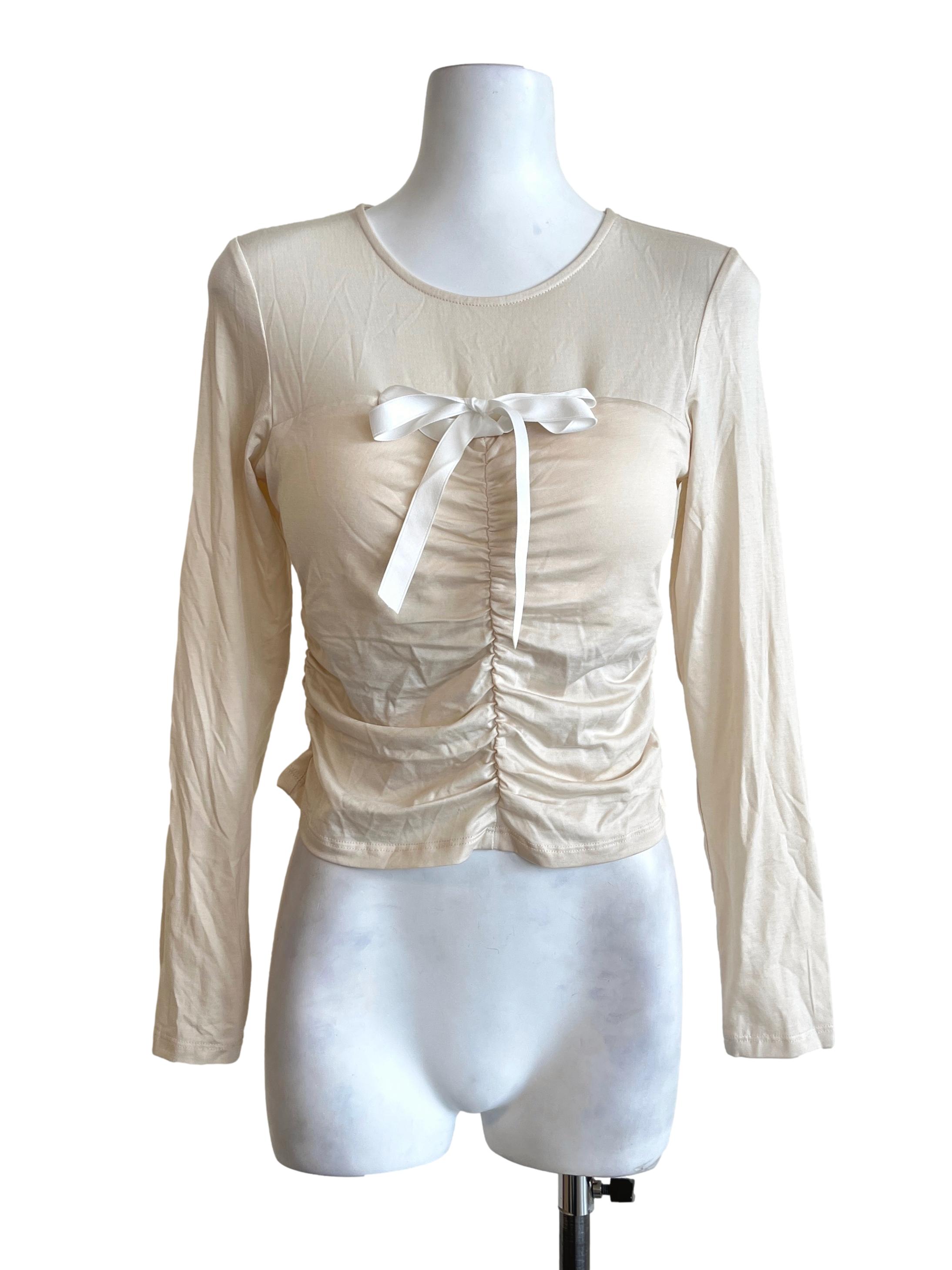 Champagne Brown Halter Long Sleeve Top