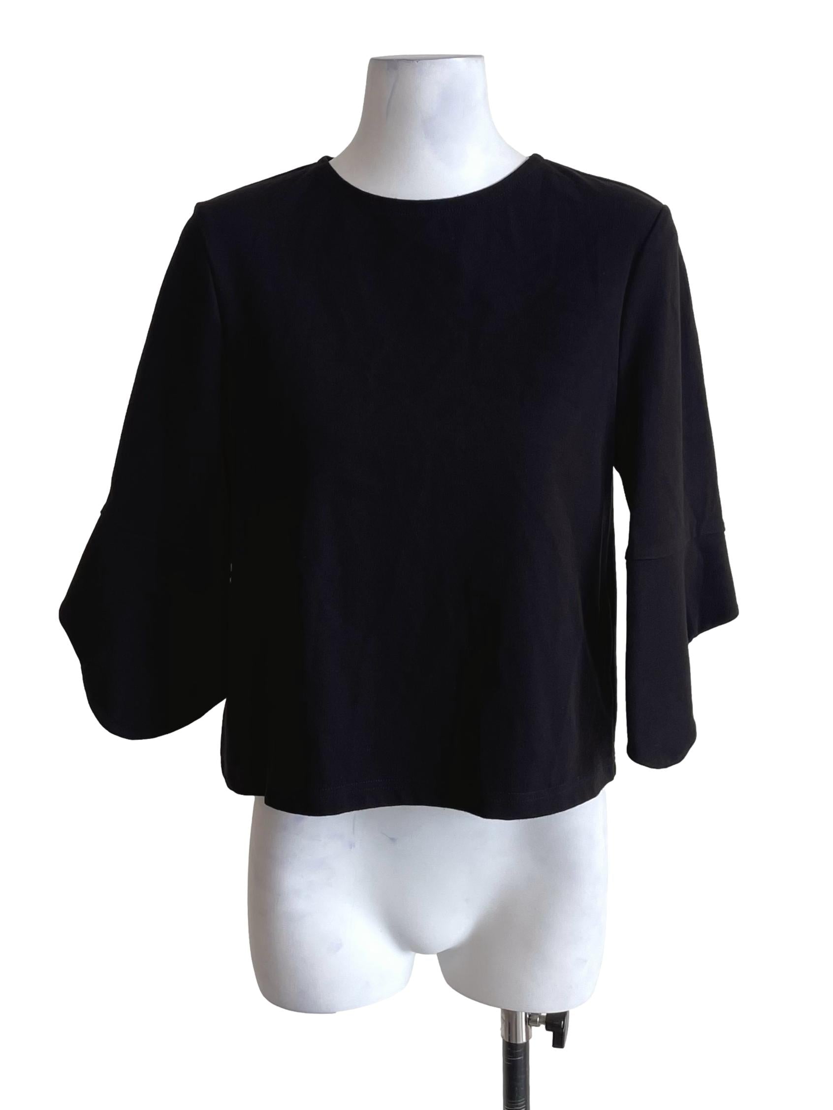 Black Bell Sleeves Crop Top