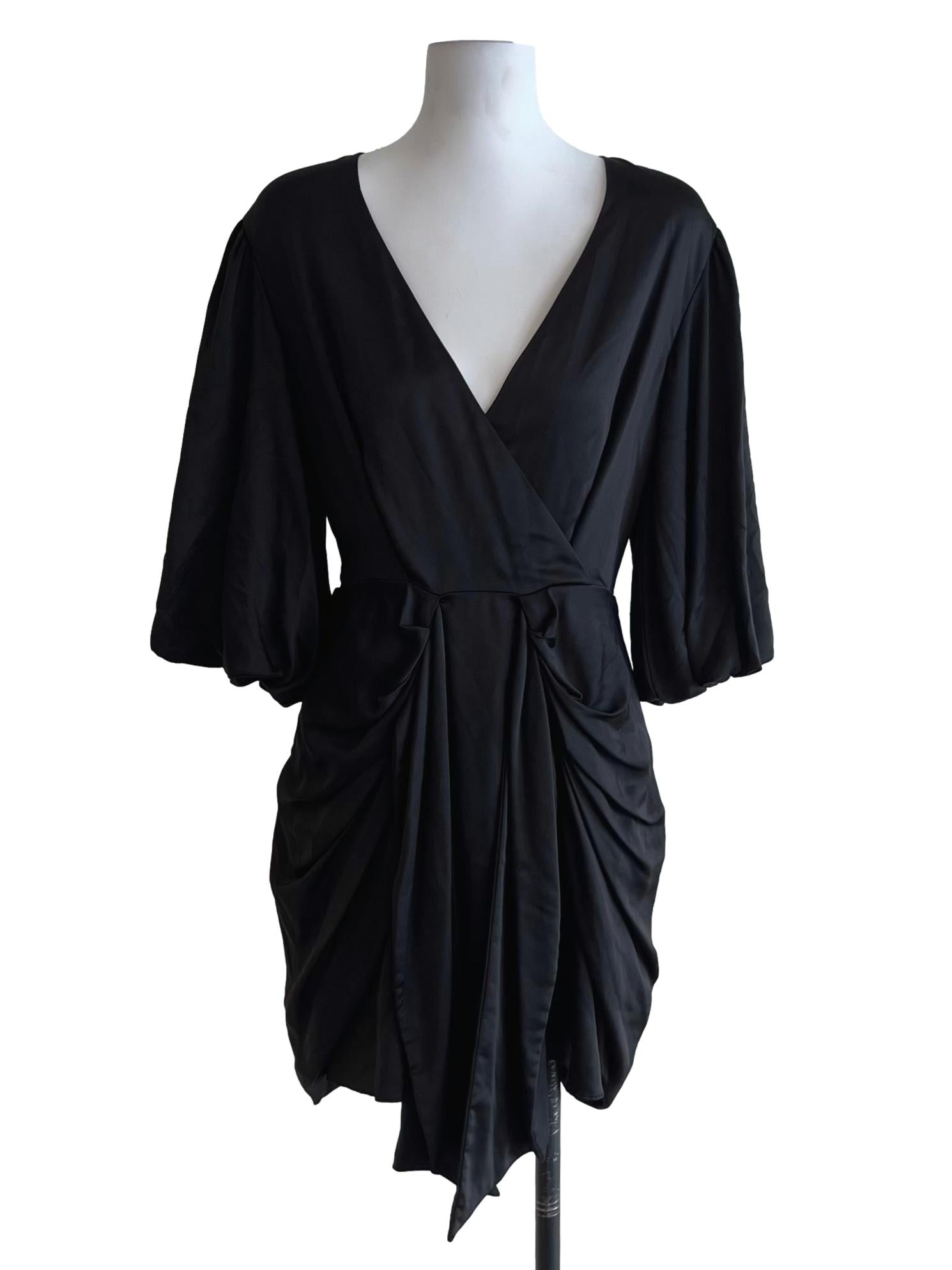 Black V-Neck Empire Dress