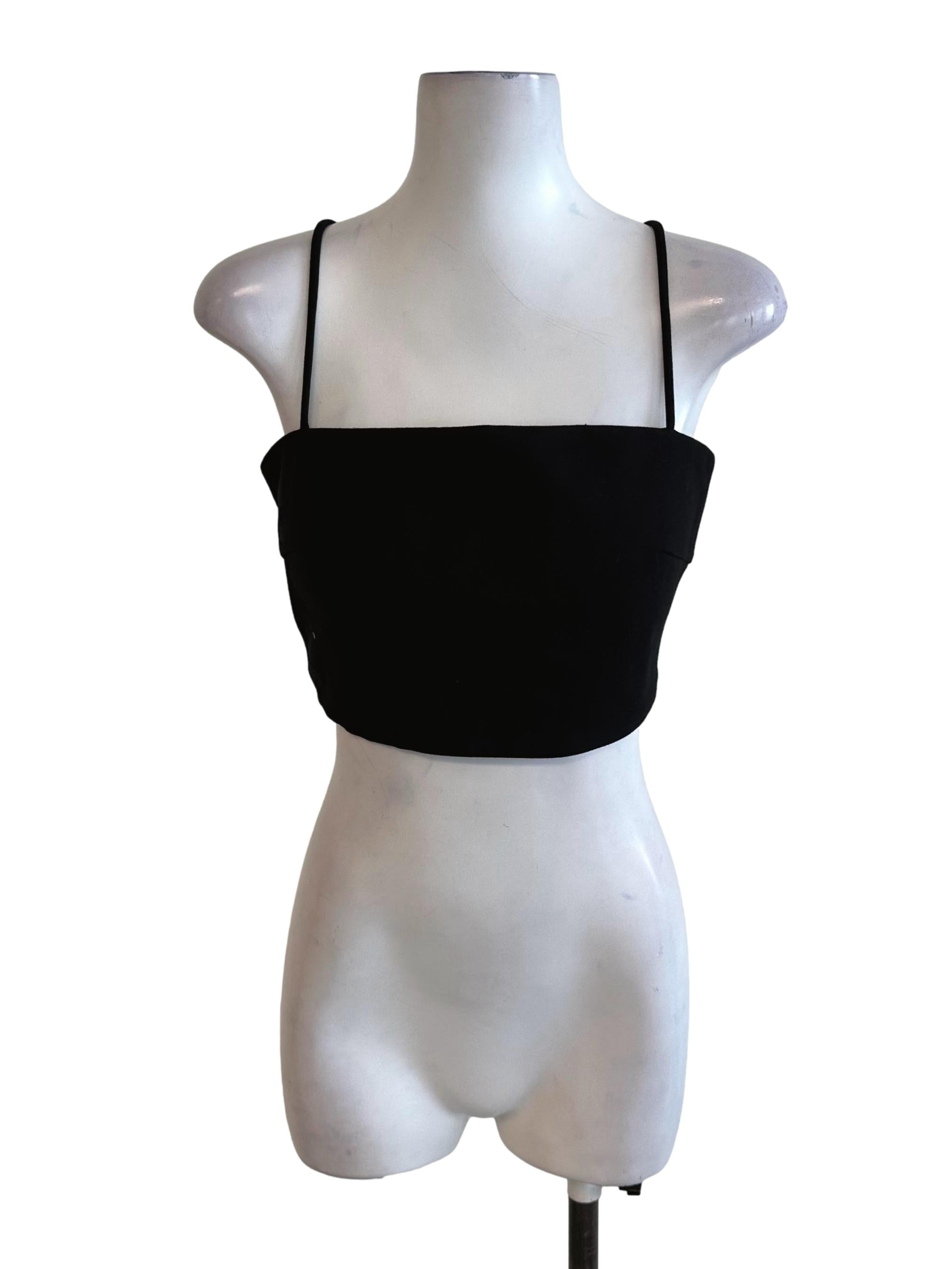 Onyx Black Square Neck Back Overlap Top LB