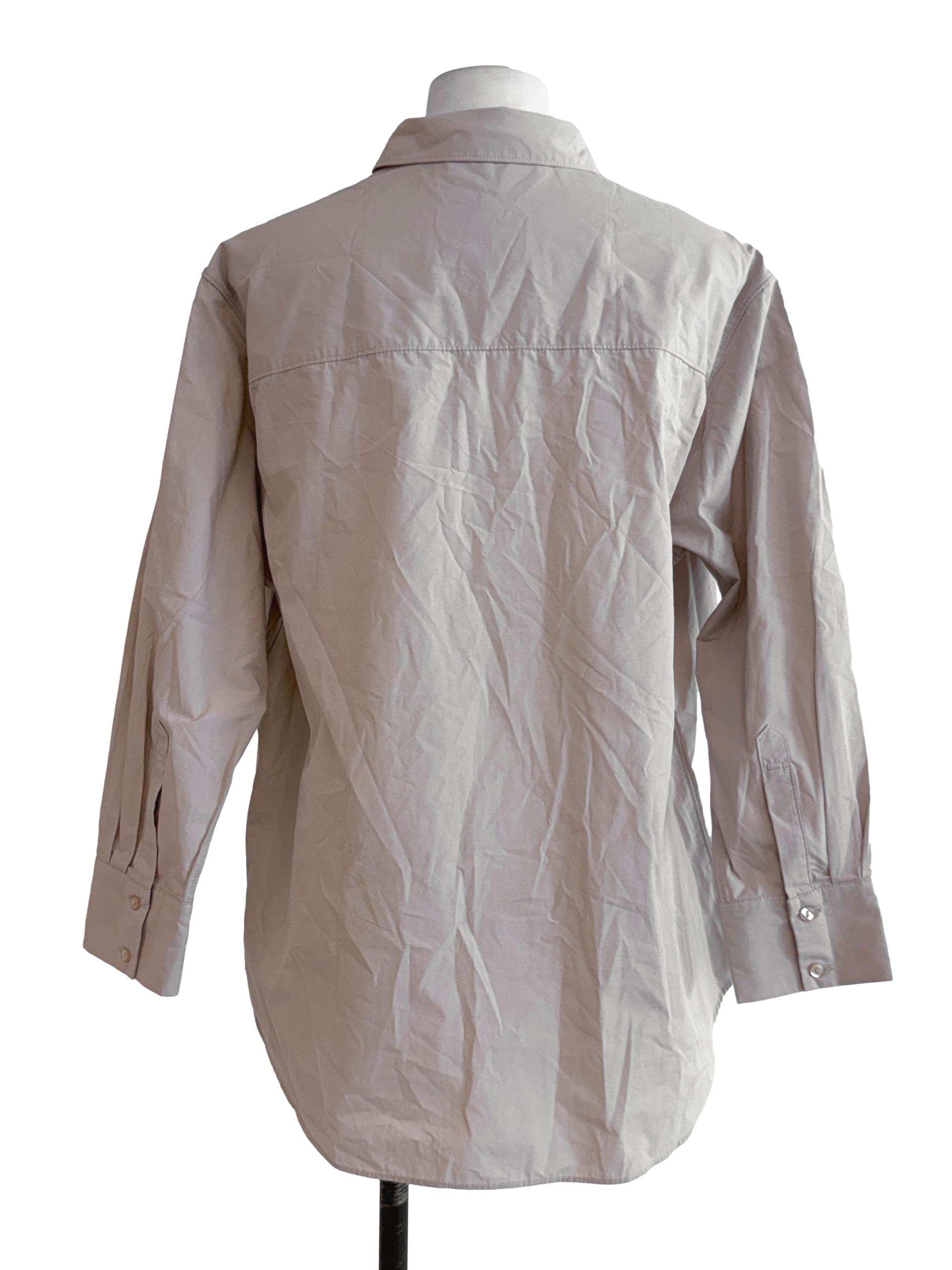 Beige Long Sleeve Plain Shirt LB