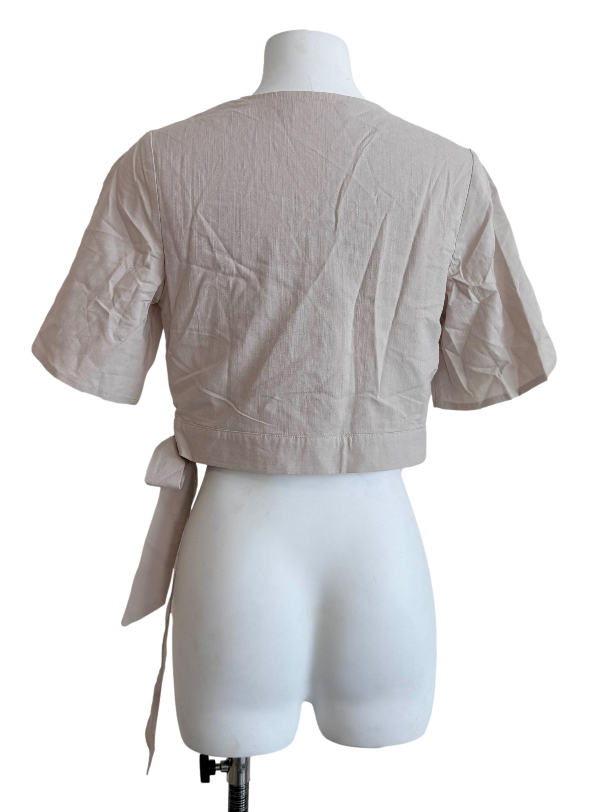 Light Beige V-Neck Top