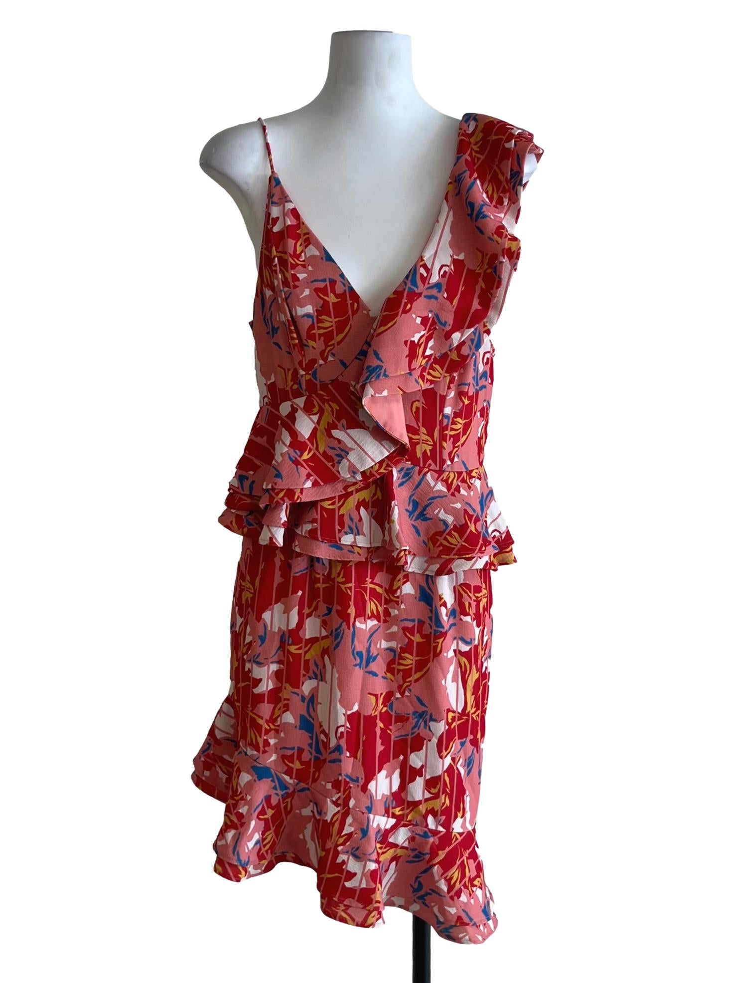 Coral Peach Abstract Sheath Dress