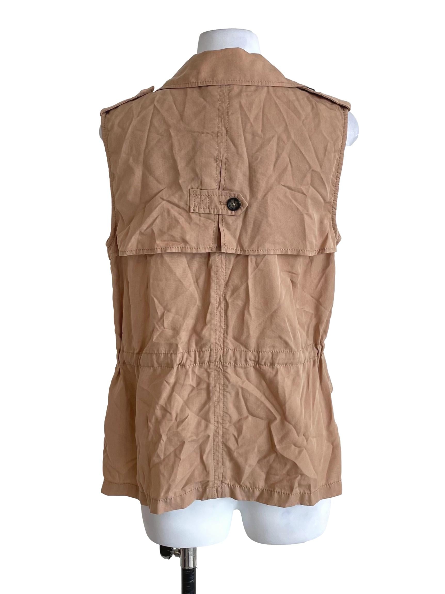 Latte Beige Sleeveless Trench Coat Top