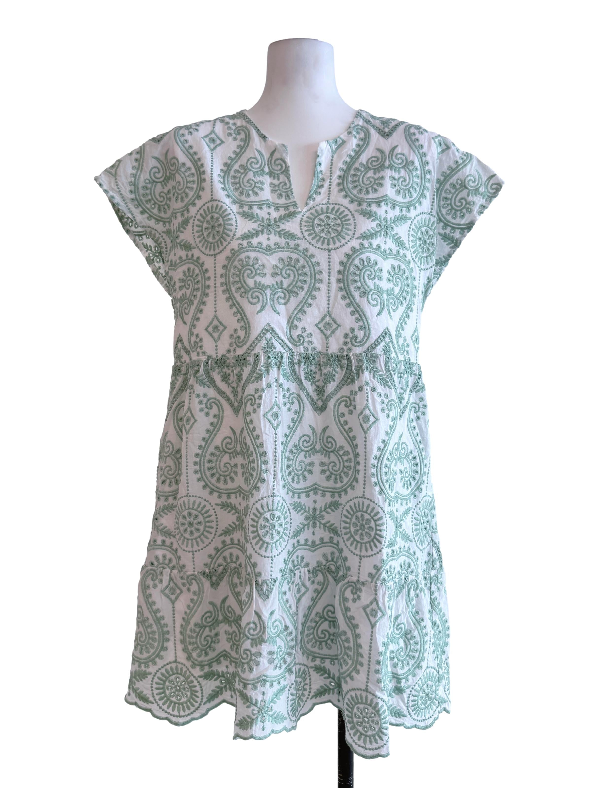 Green Floral Sleeveless Mini Dress