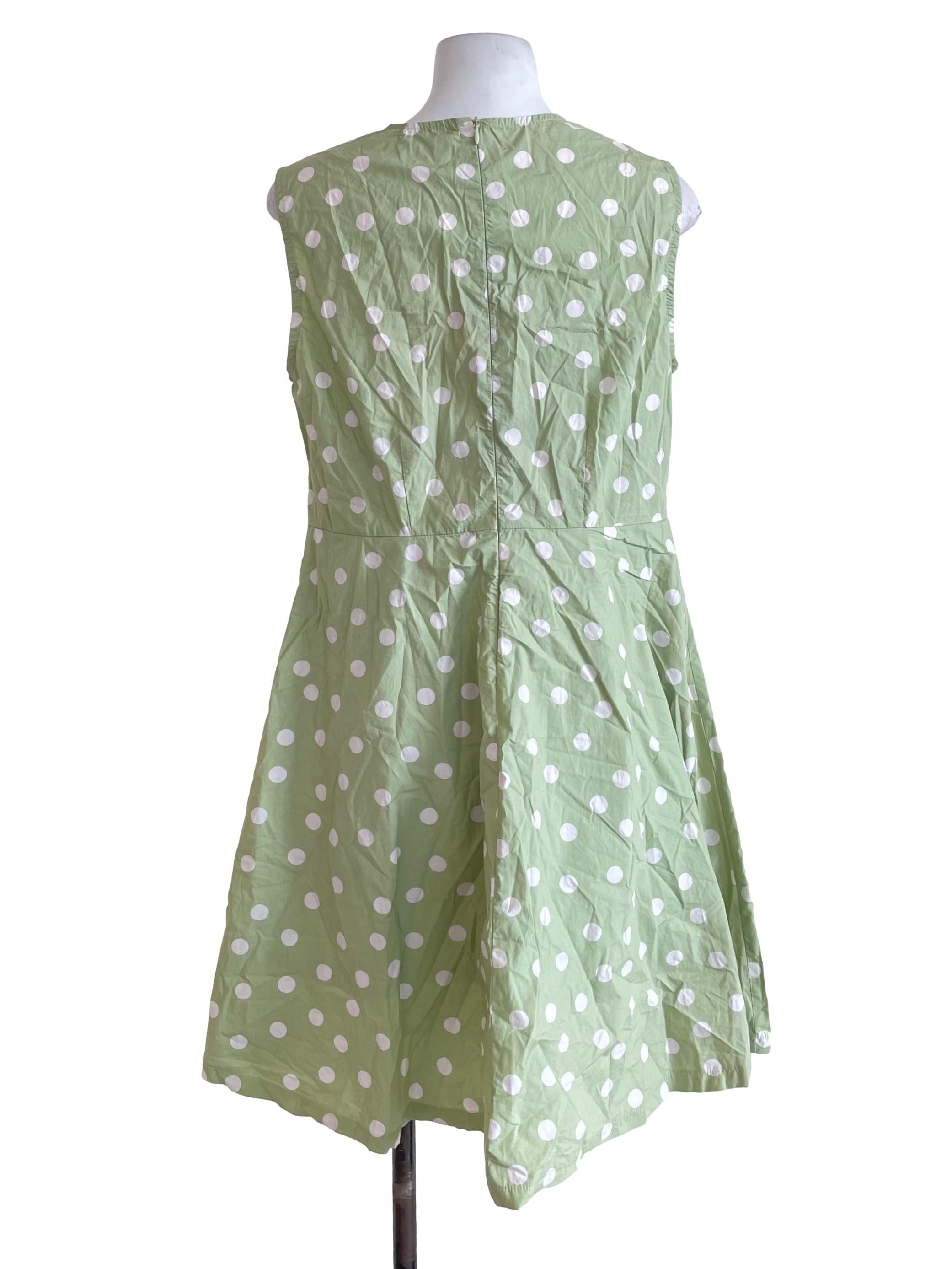 Fond Light Green Polka Dots Bouffont Dress | REFASH
