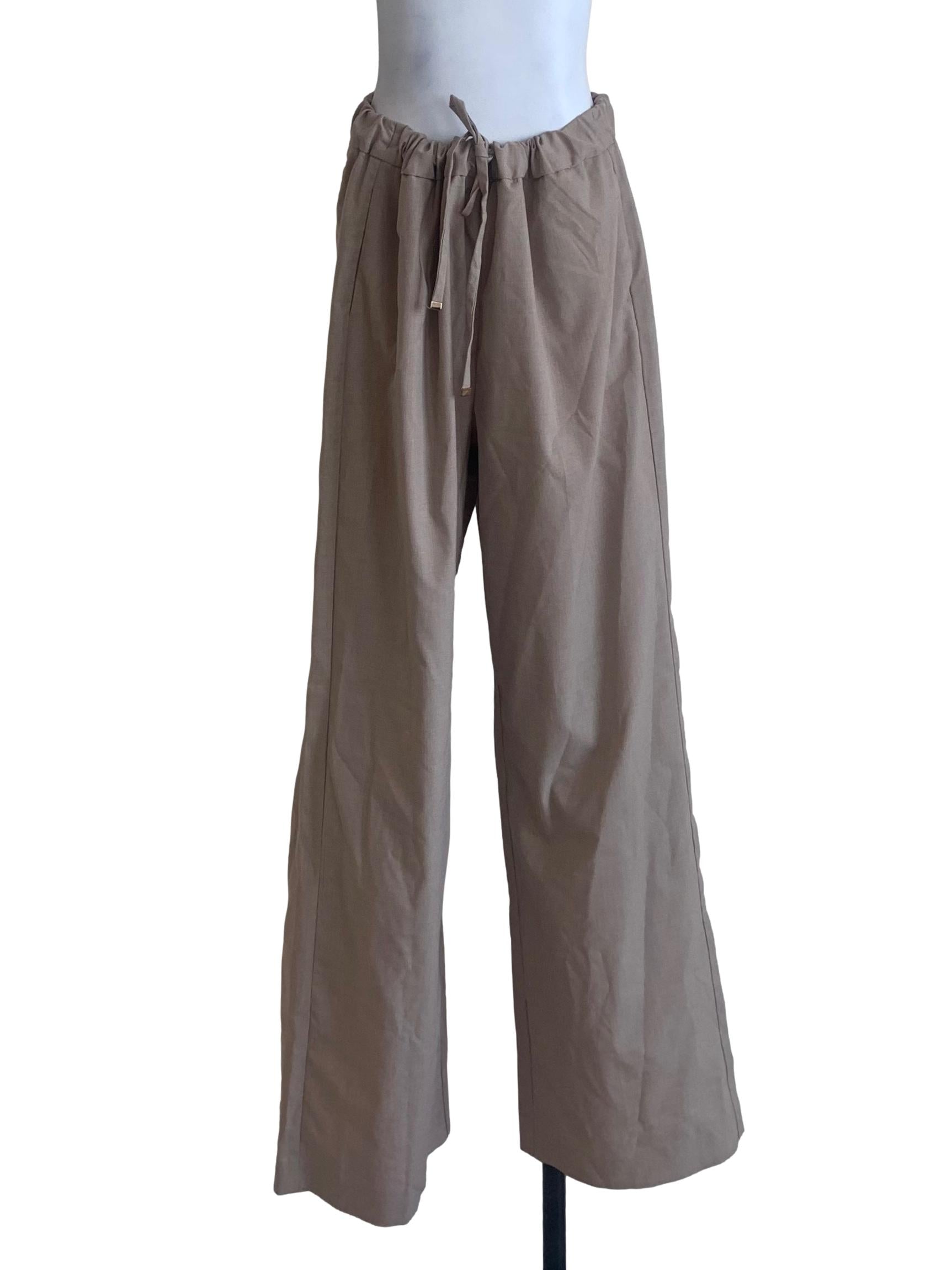 Oat Beige Wide Leg Pants