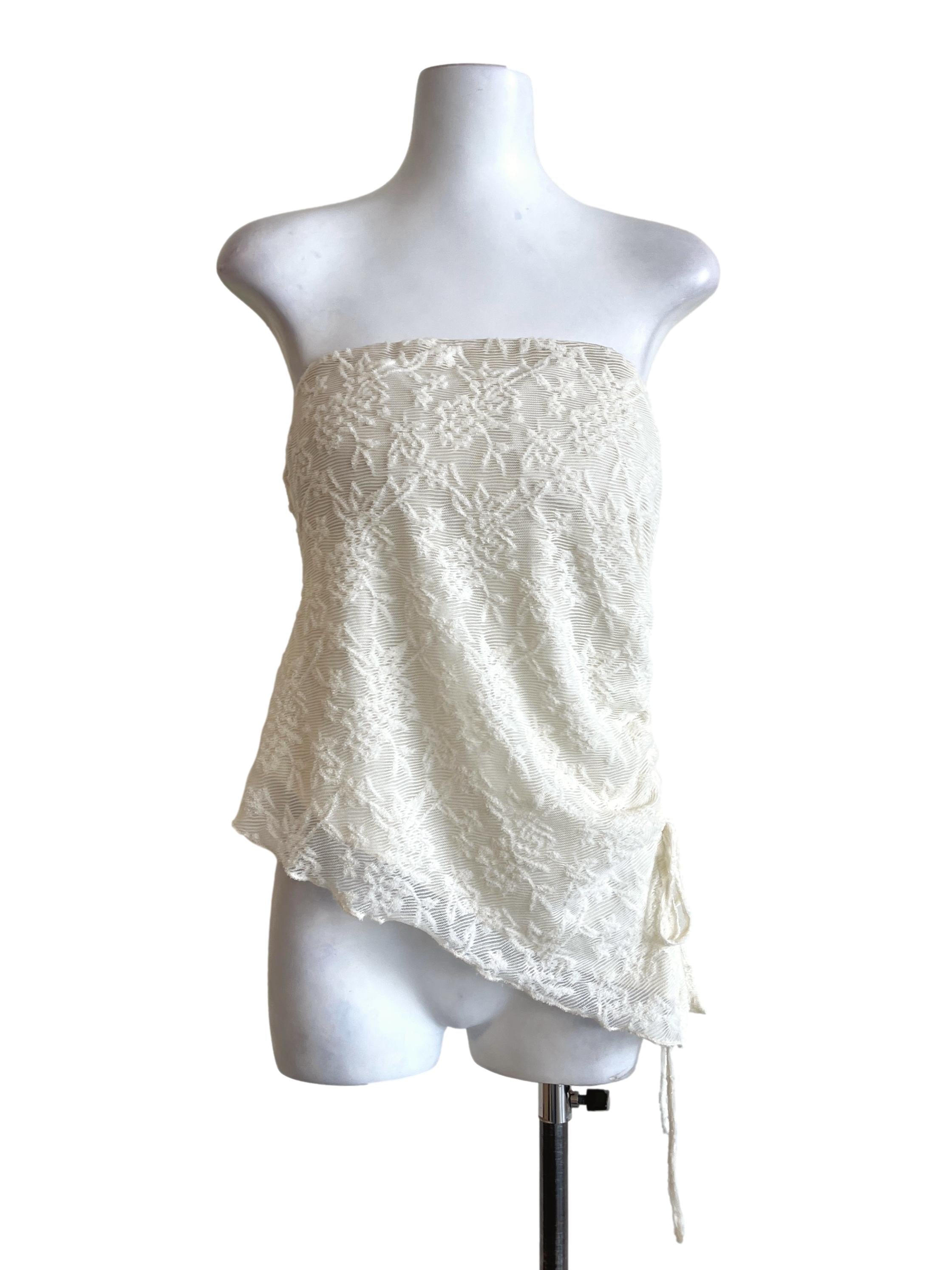 Ivory White Strapless Lace Top