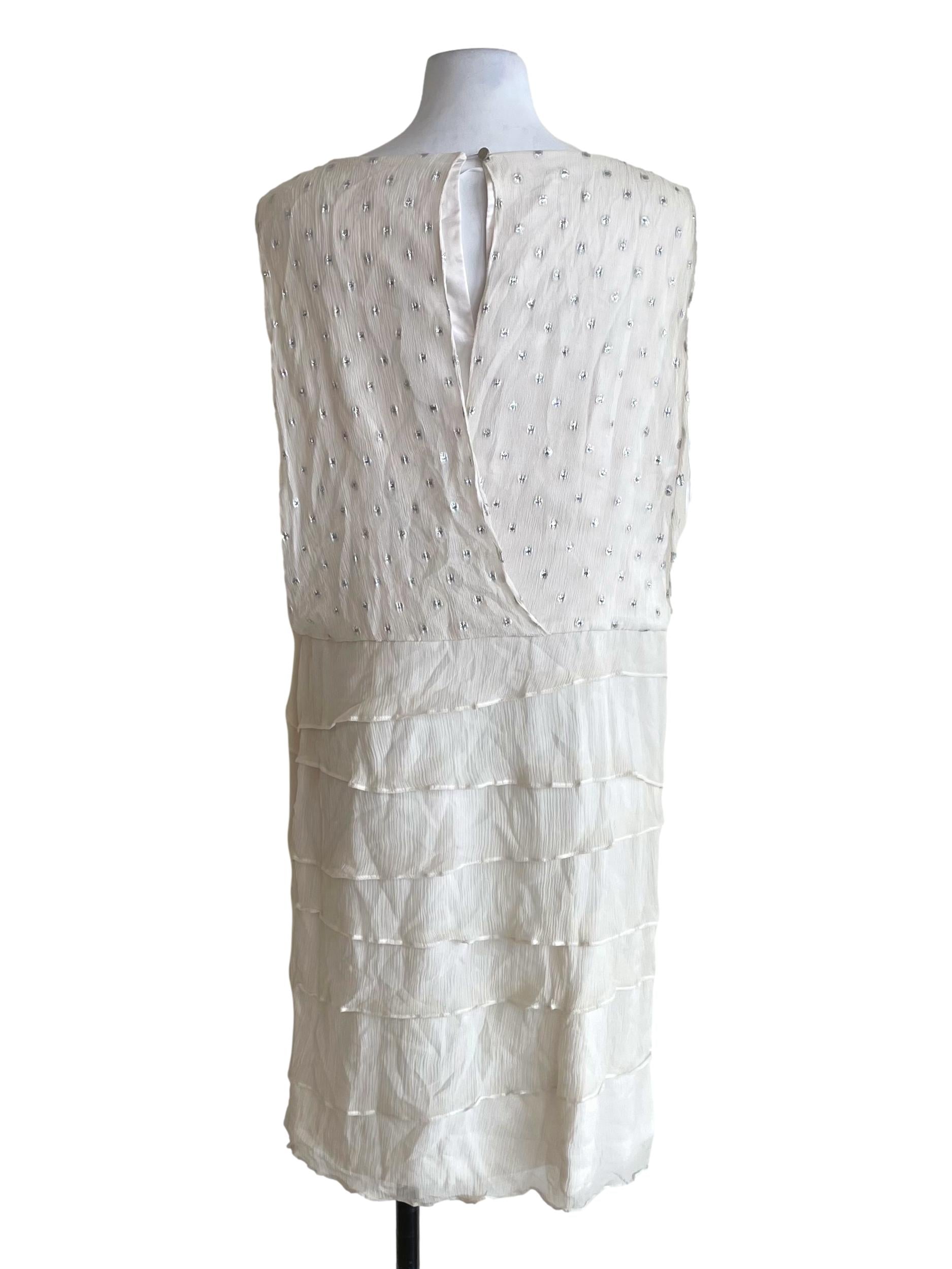 Off White Shiny Dots Layer Dress