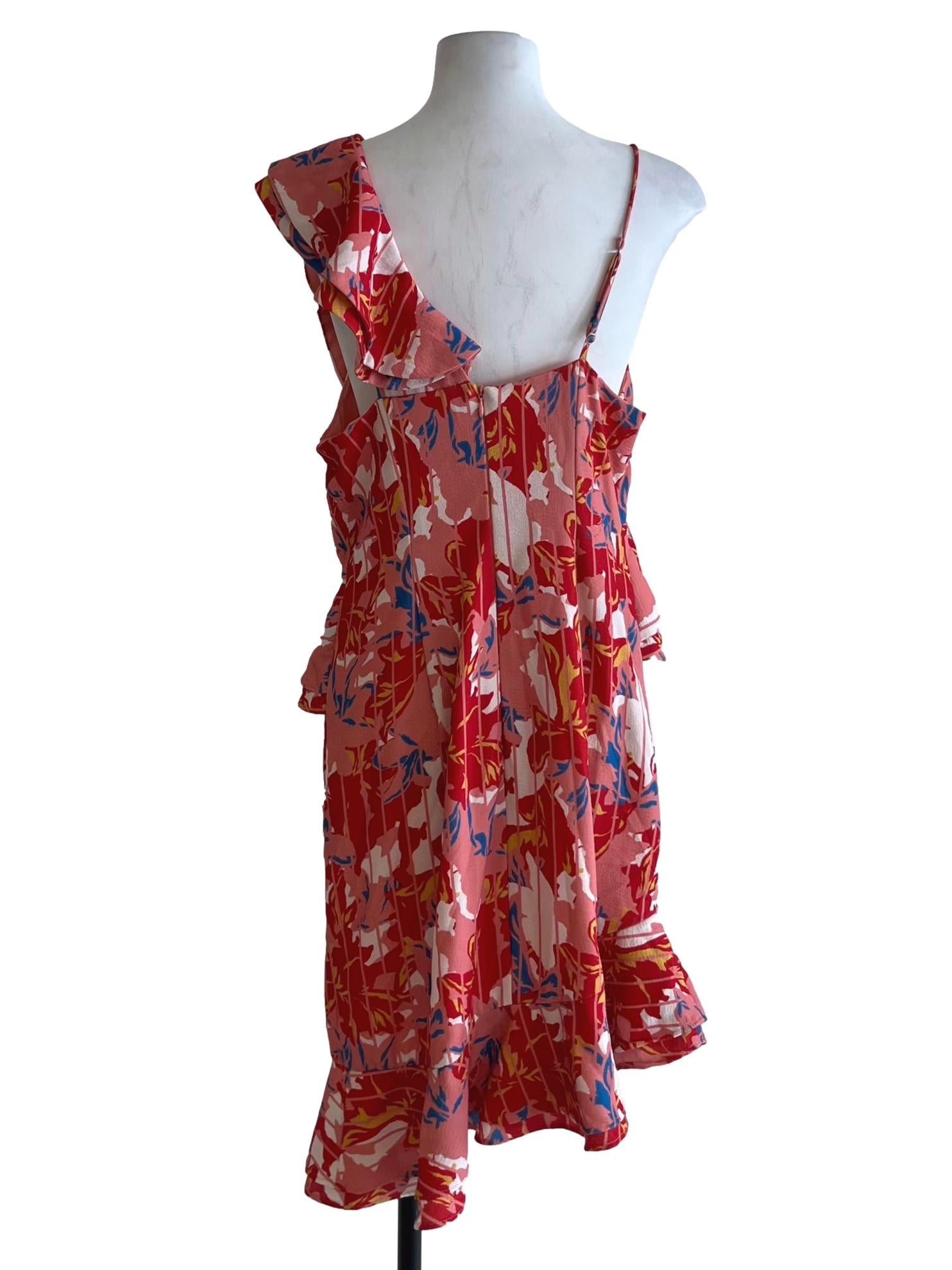 Coral Peach Abstract Sheath Dress