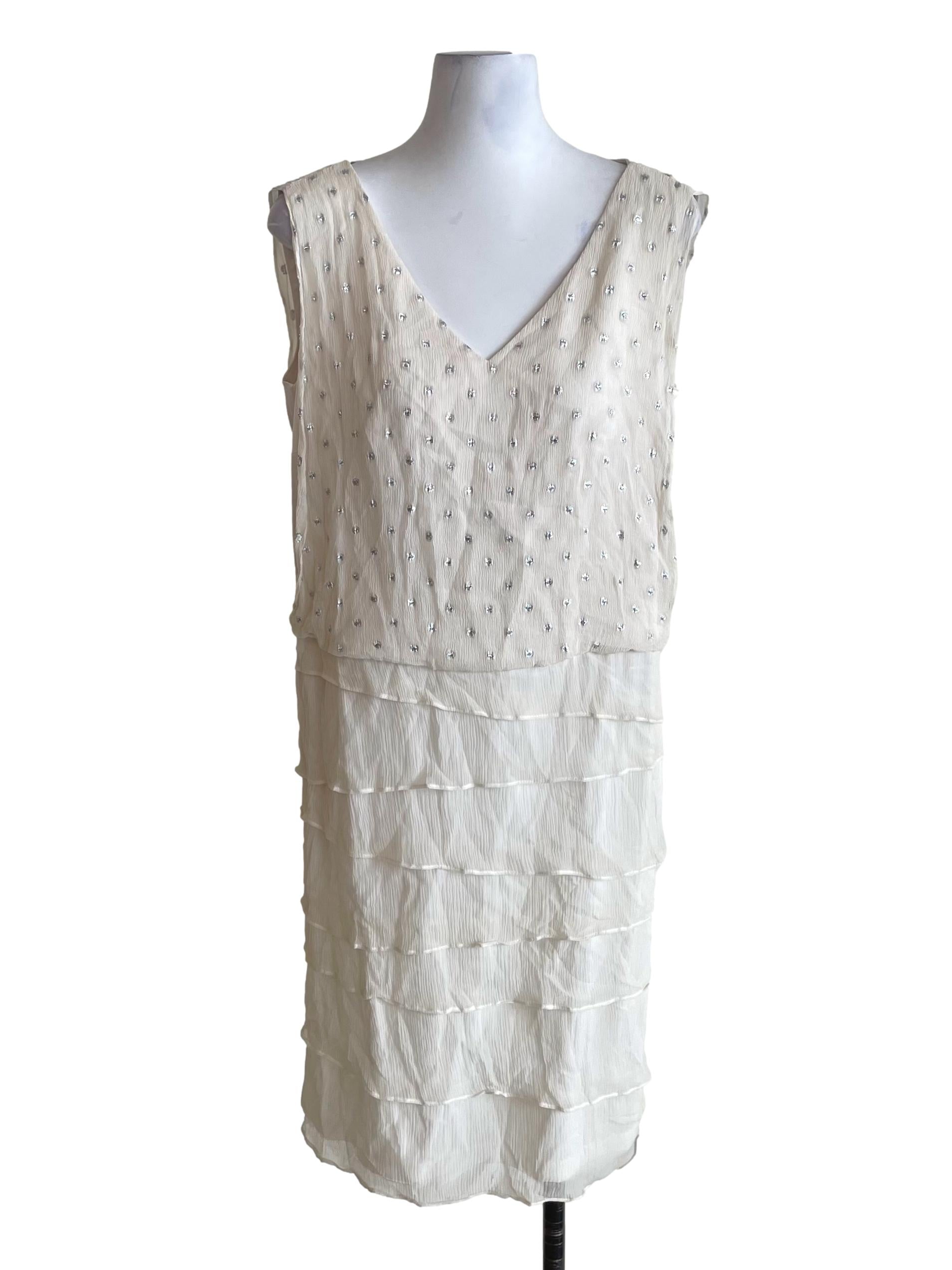 Off White Shiny Dots Layer Dress