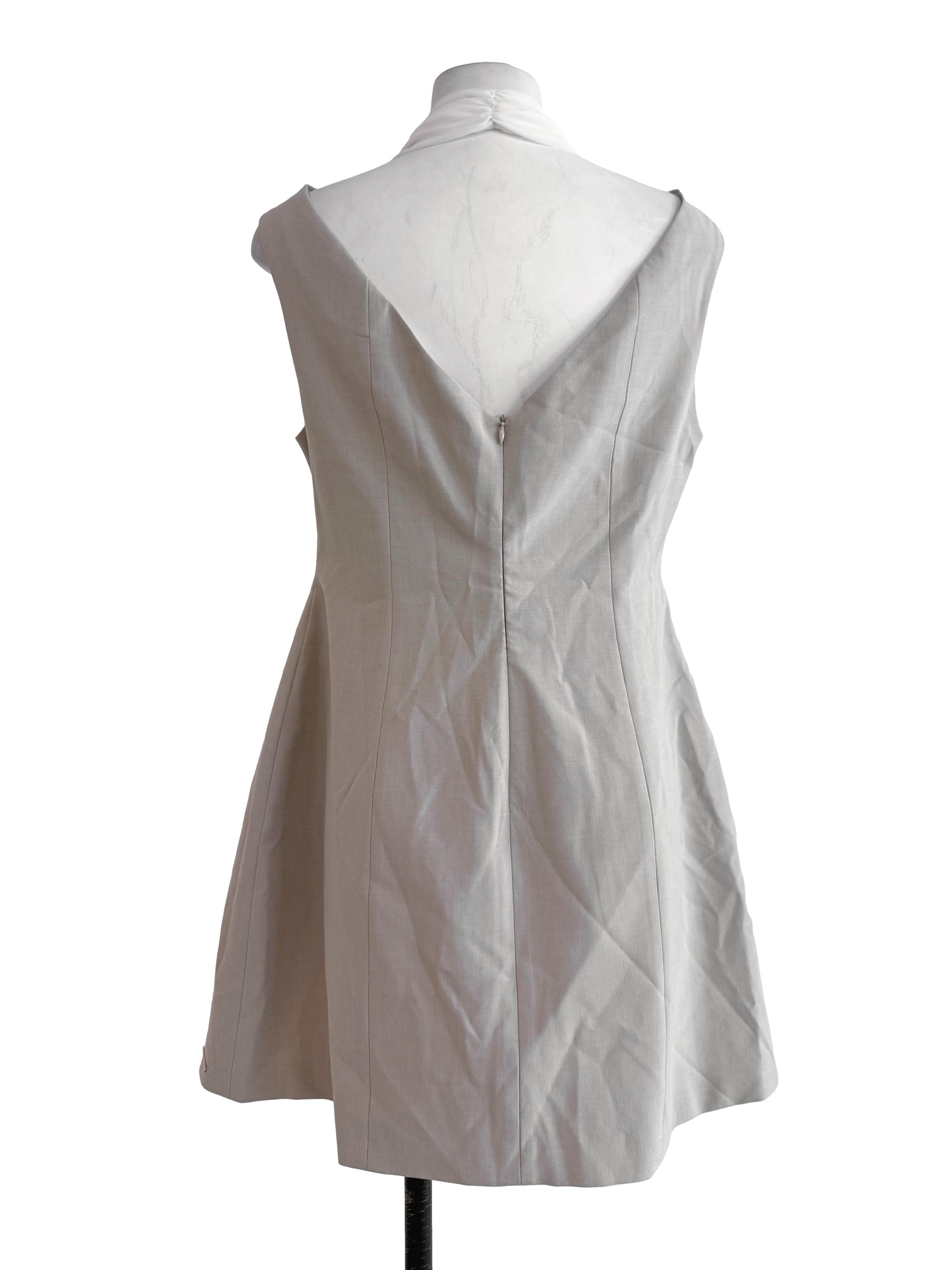 Beige Sleeveless Mini Dress
