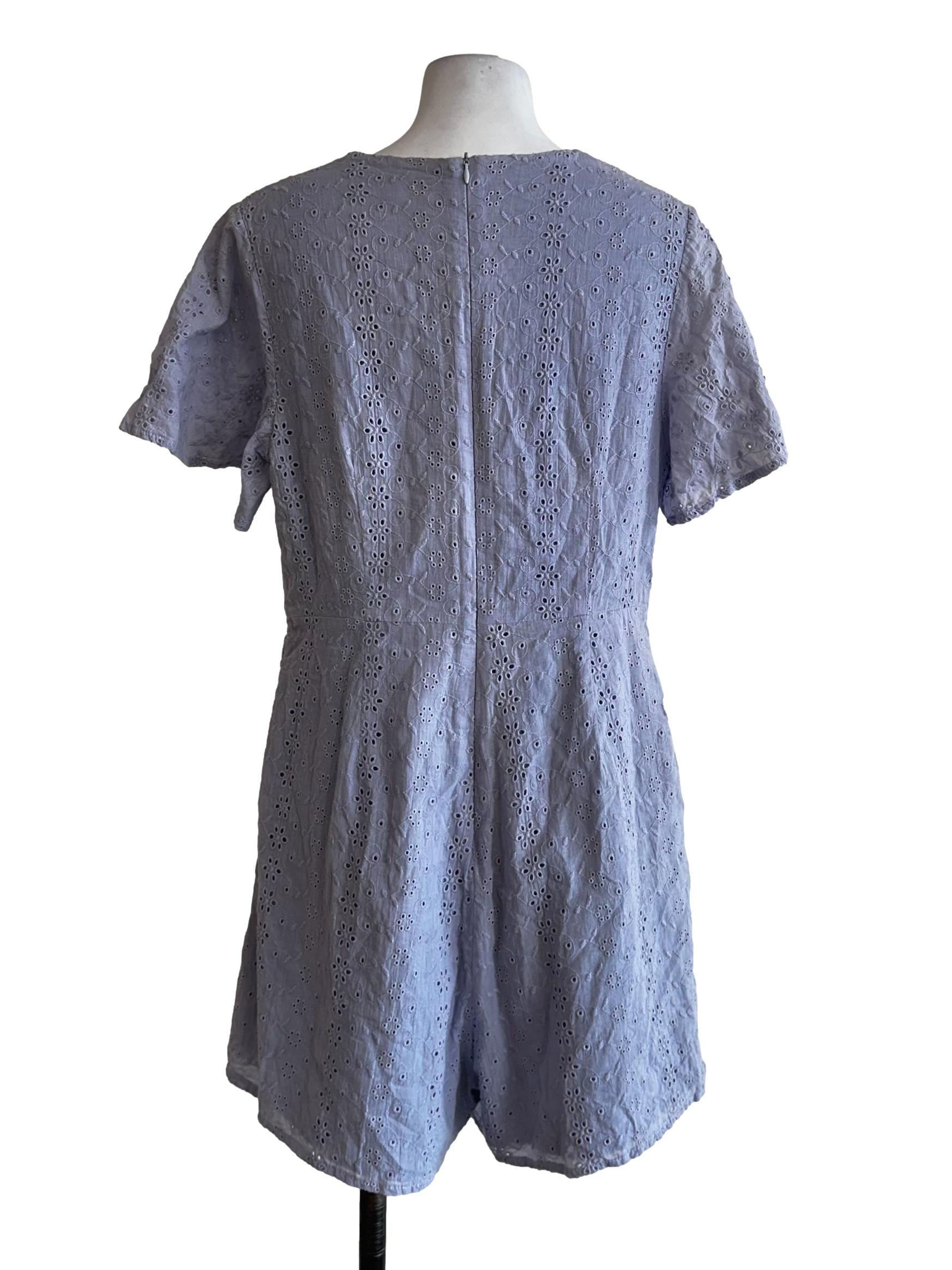 Powder Blue Embroidered Pattern Romper