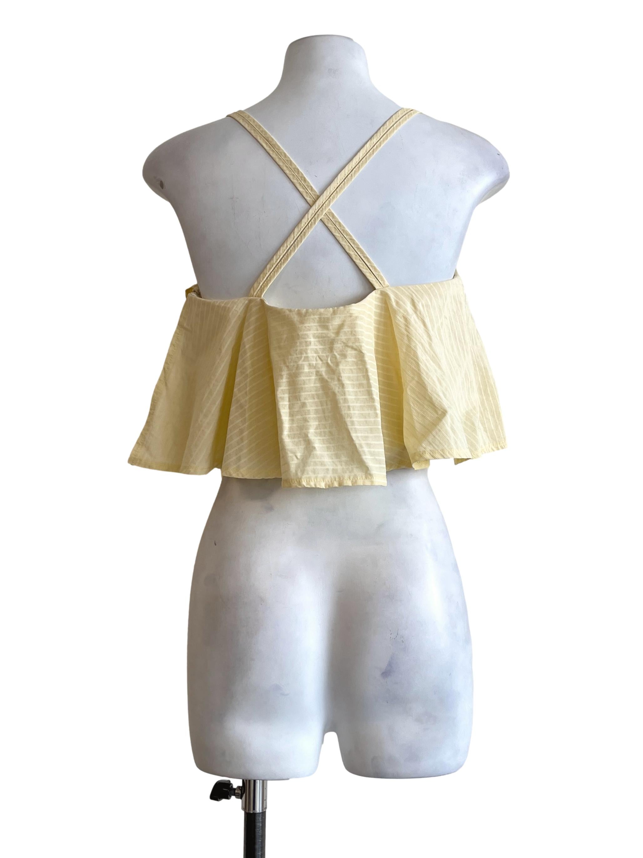 Lemon Yellow Square Sleeveless Top LB