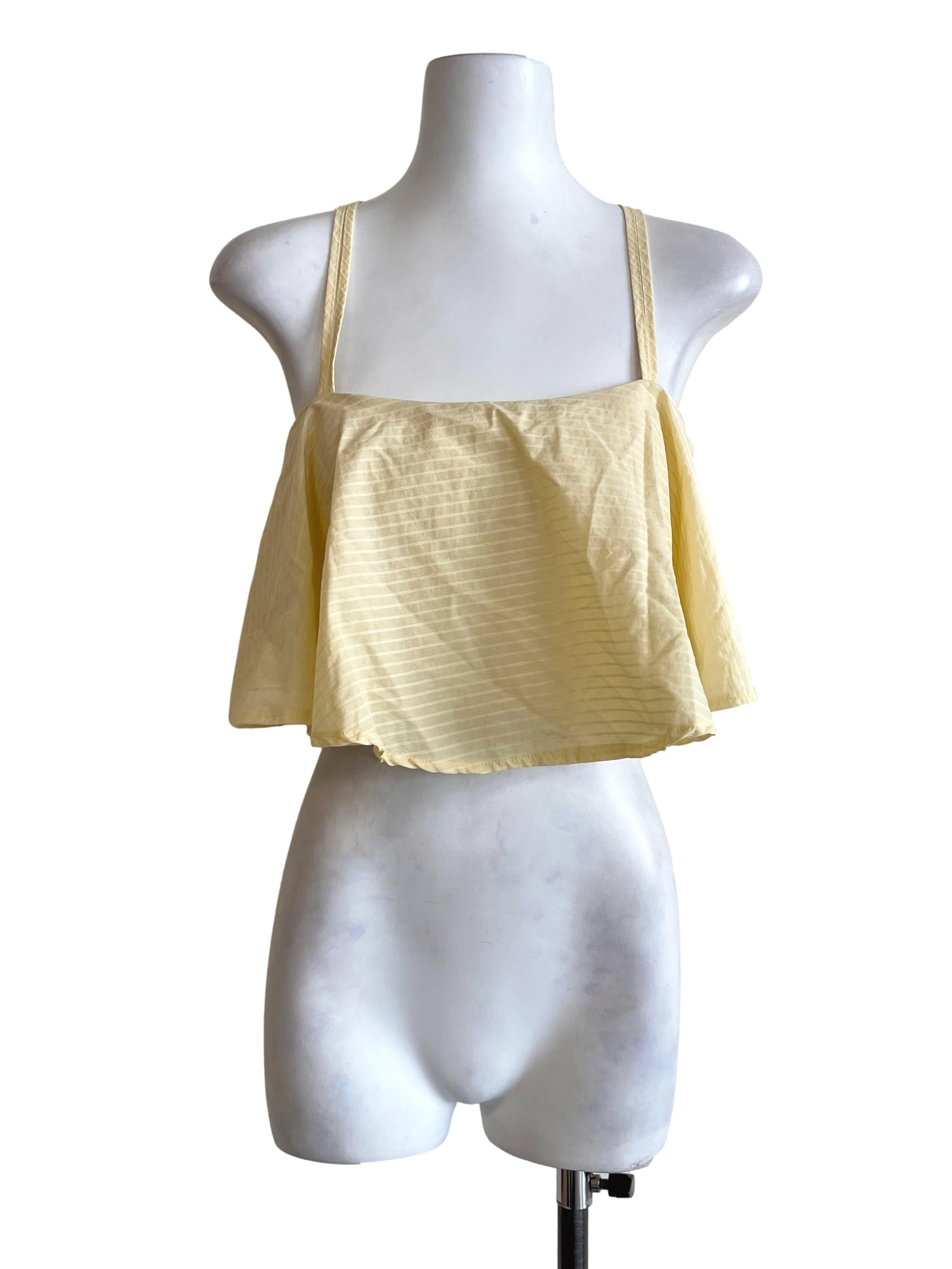 Lemon Yellow Square Sleeveless Top LB