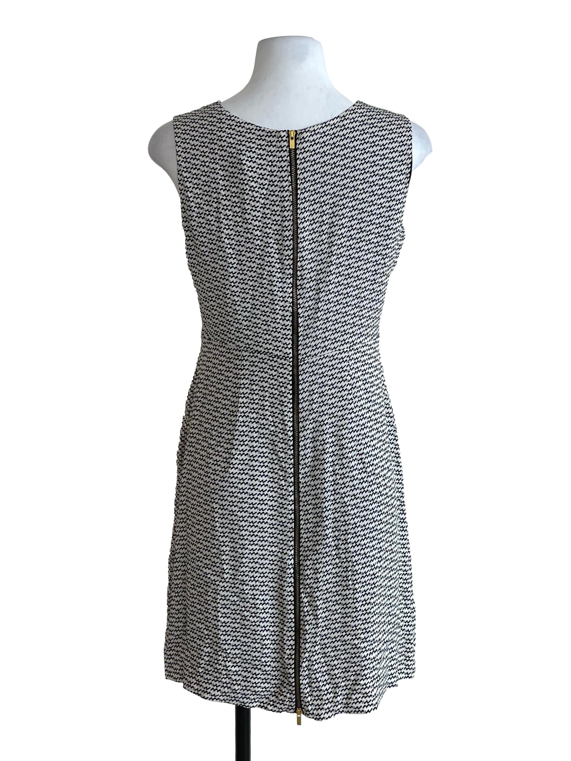 White & Black Geo Print Sleeveless Dress