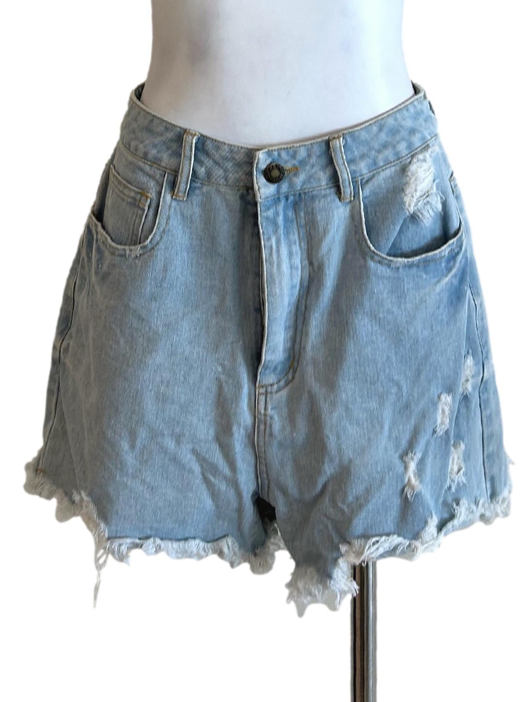 Washed Blue Ripped Shorts TCL