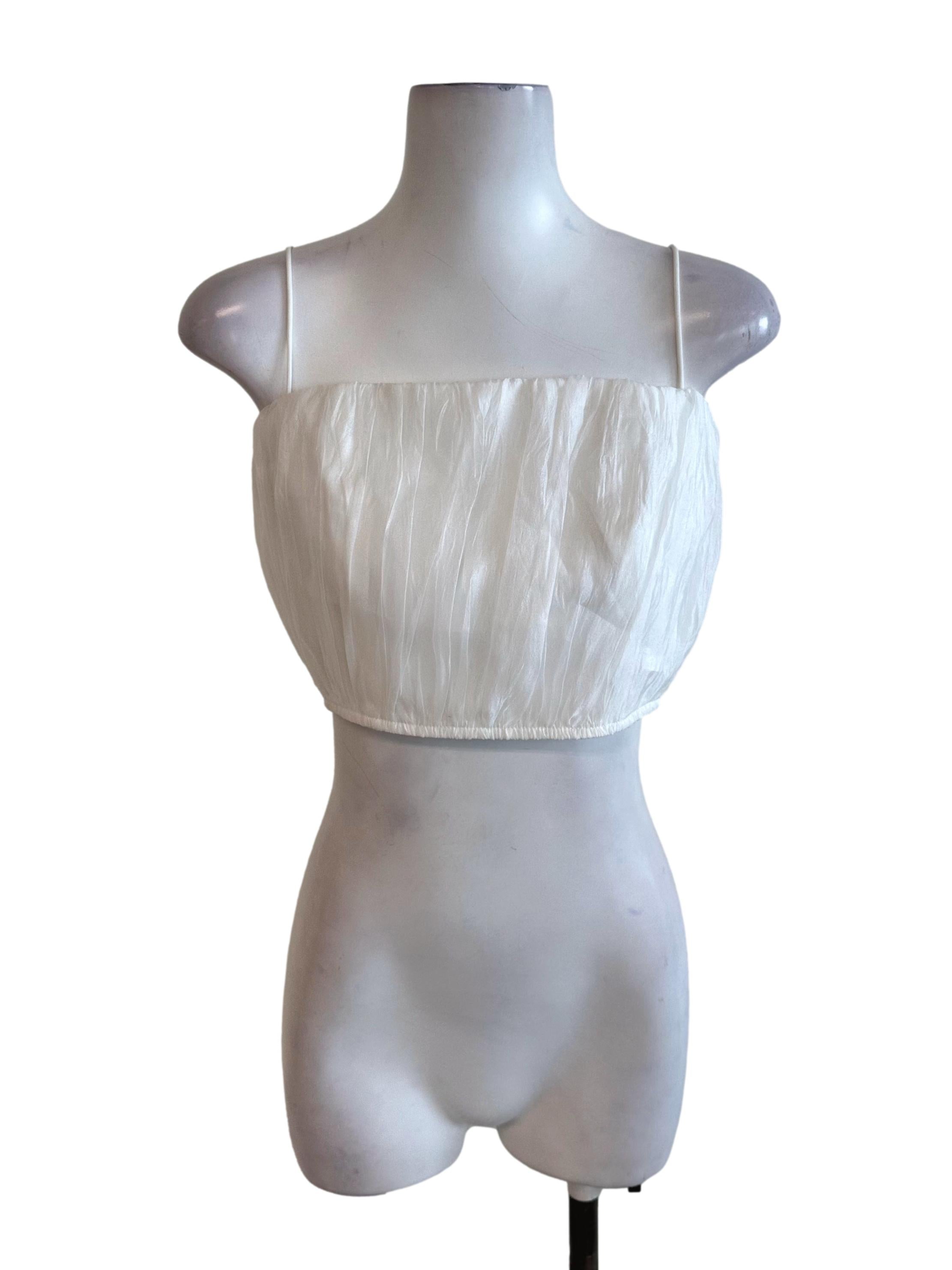 Snow White Textured Square Neck Crop Top