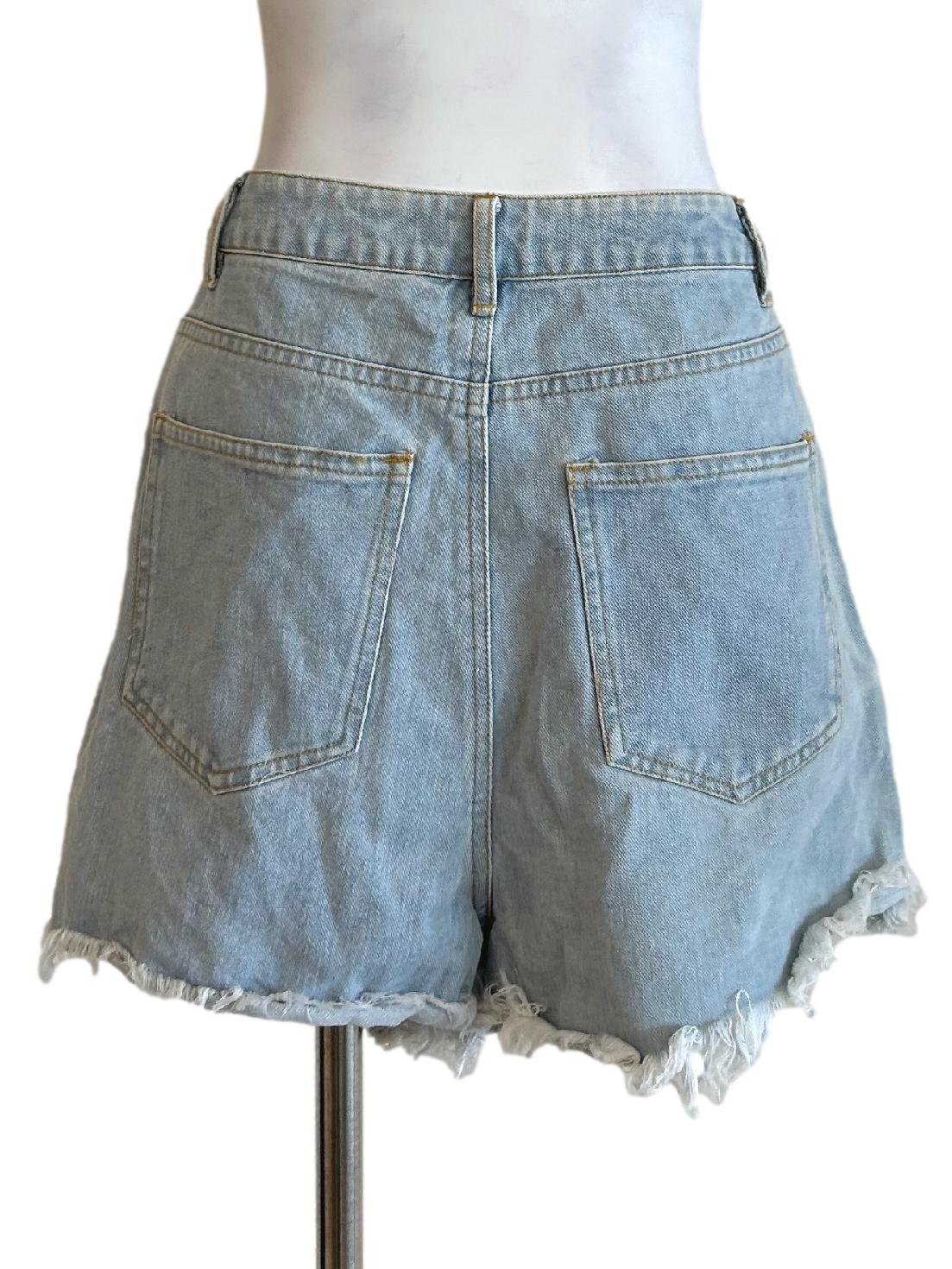 Washed Blue Ripped Shorts TCL