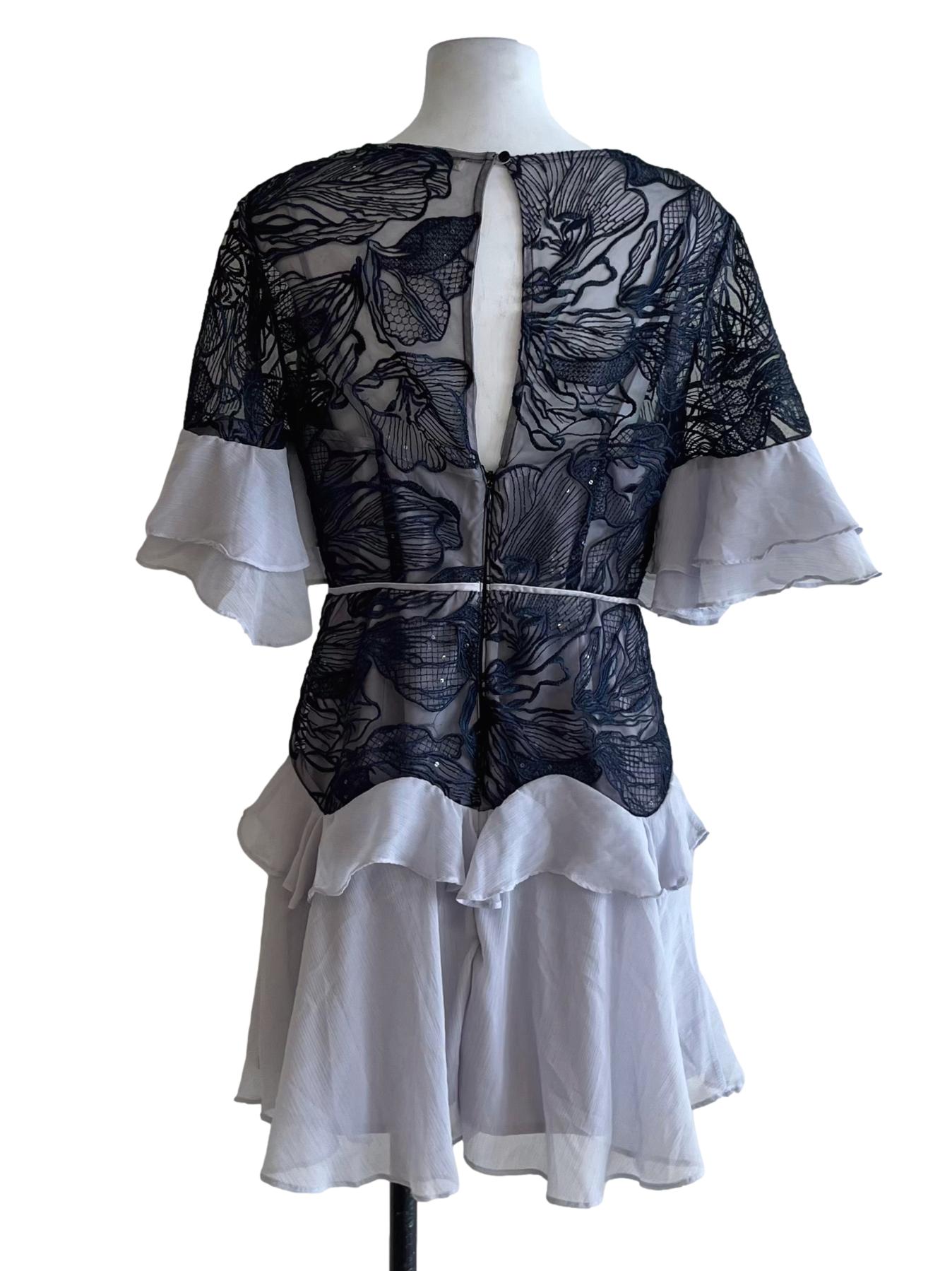 Navy Blue Lace Empire Dress