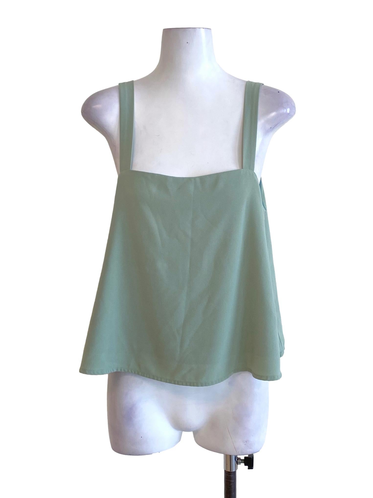 Sage Green Square Neck Loose Flowy Top TTR