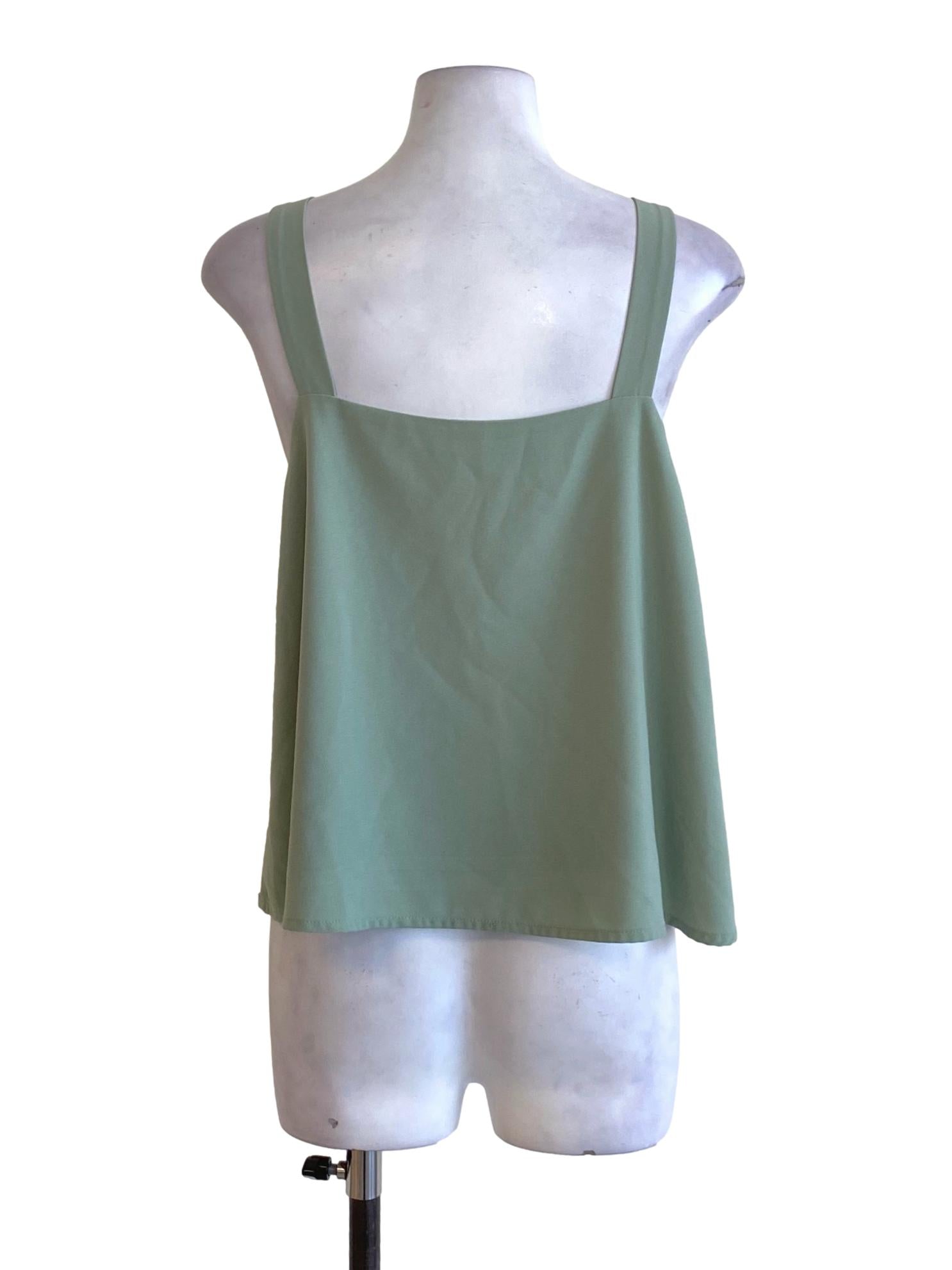 Sage Green Square Neck Loose Flowy Top TTR