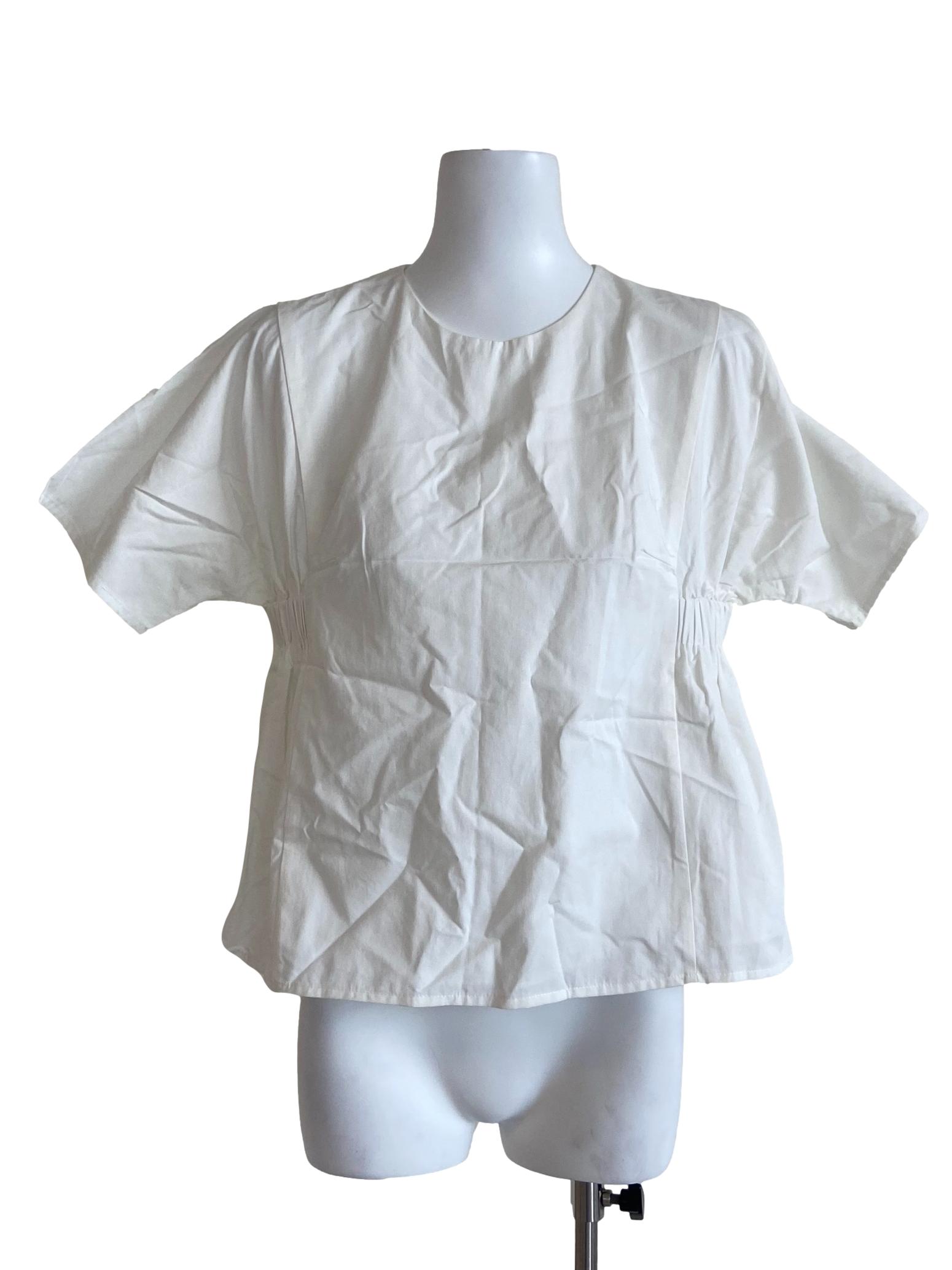 White Stretchable Waist Blouse OSN
