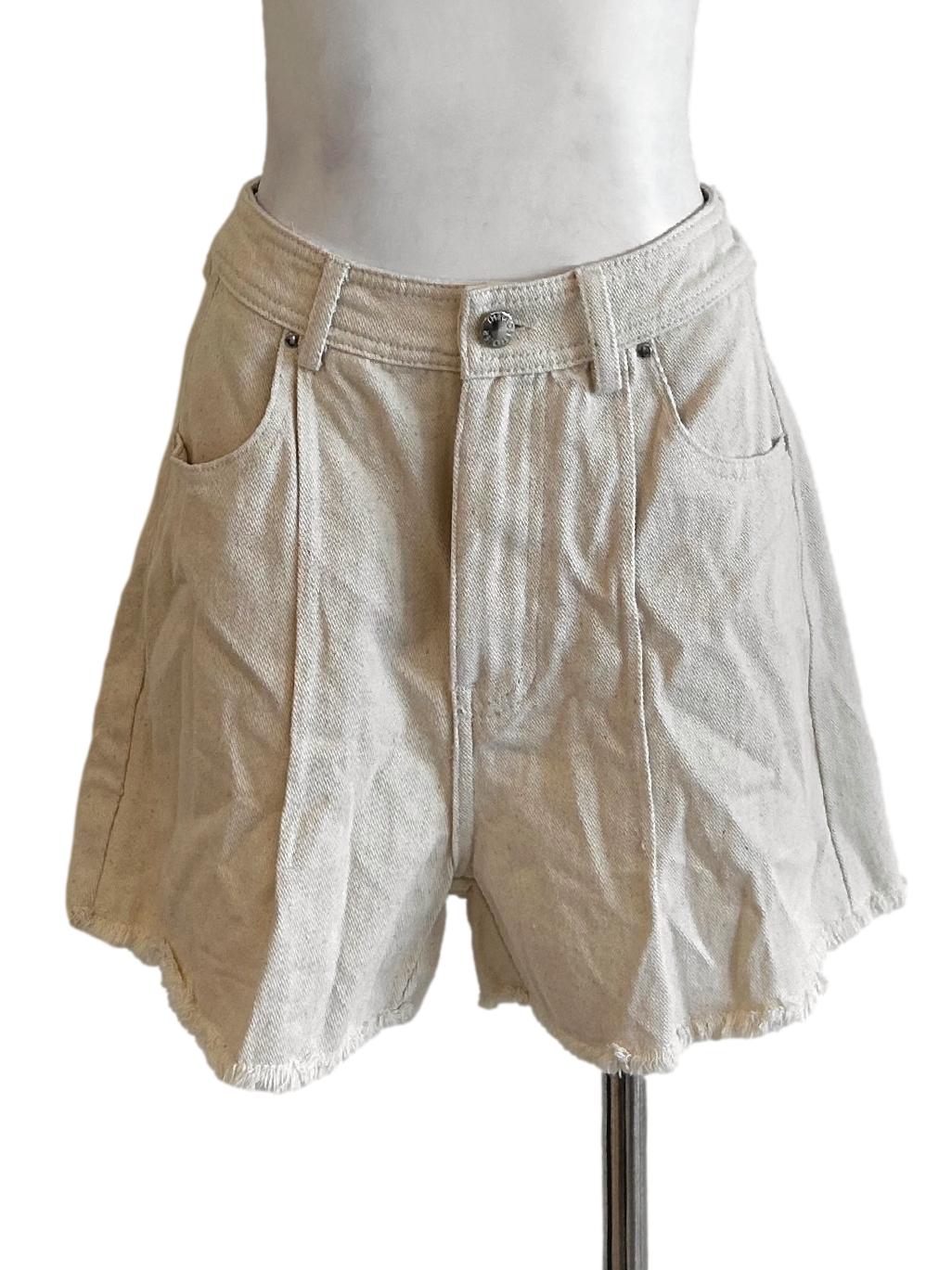 Beige Denim Boyfriend Shorts TCL
