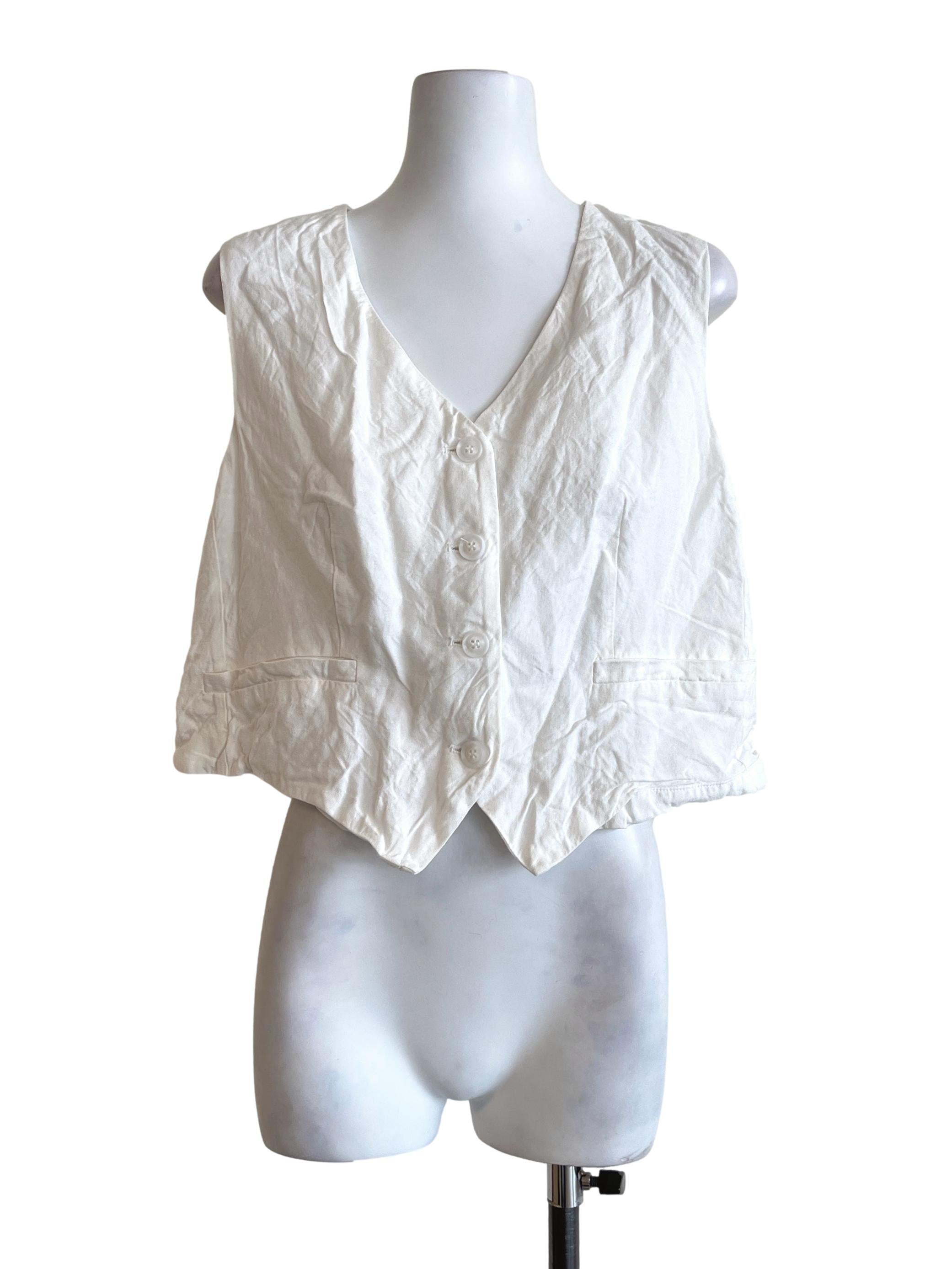 Pearl White V-Neck Vest