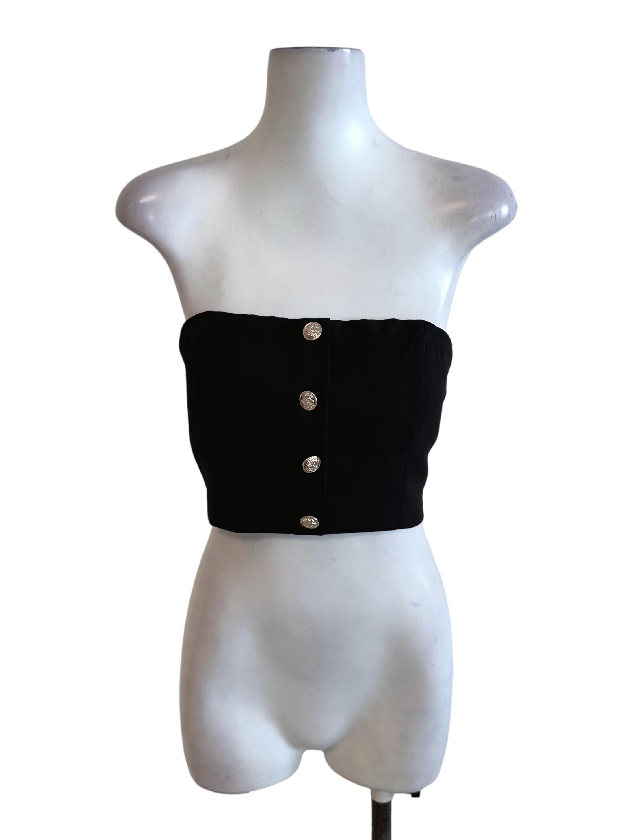 Raven Black Button Tube Top