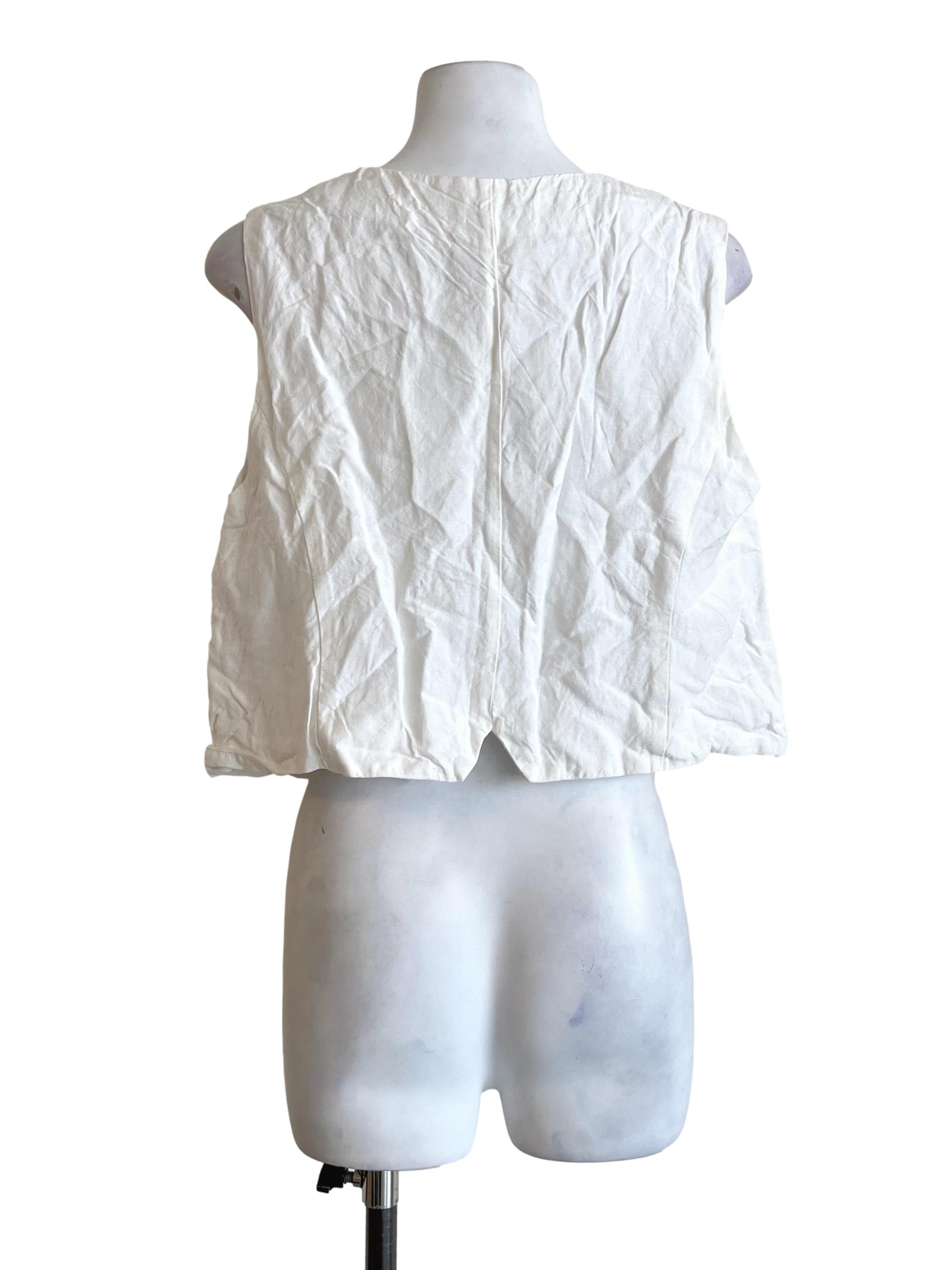 Pearl White V-Neck Vest
