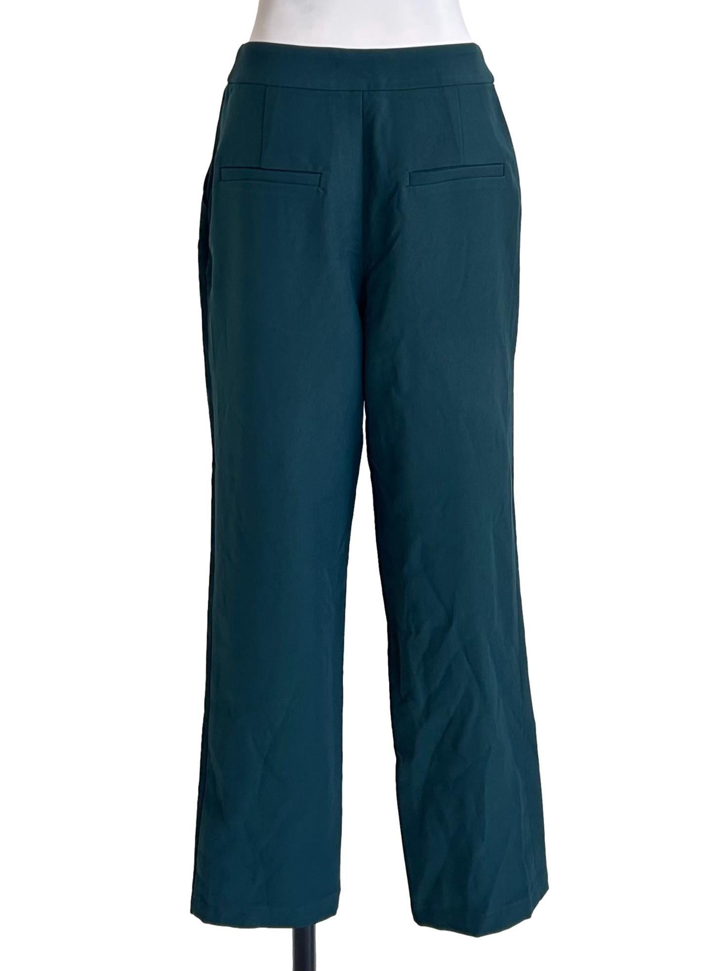 Dark Forest Green Straight-Leg Trousers