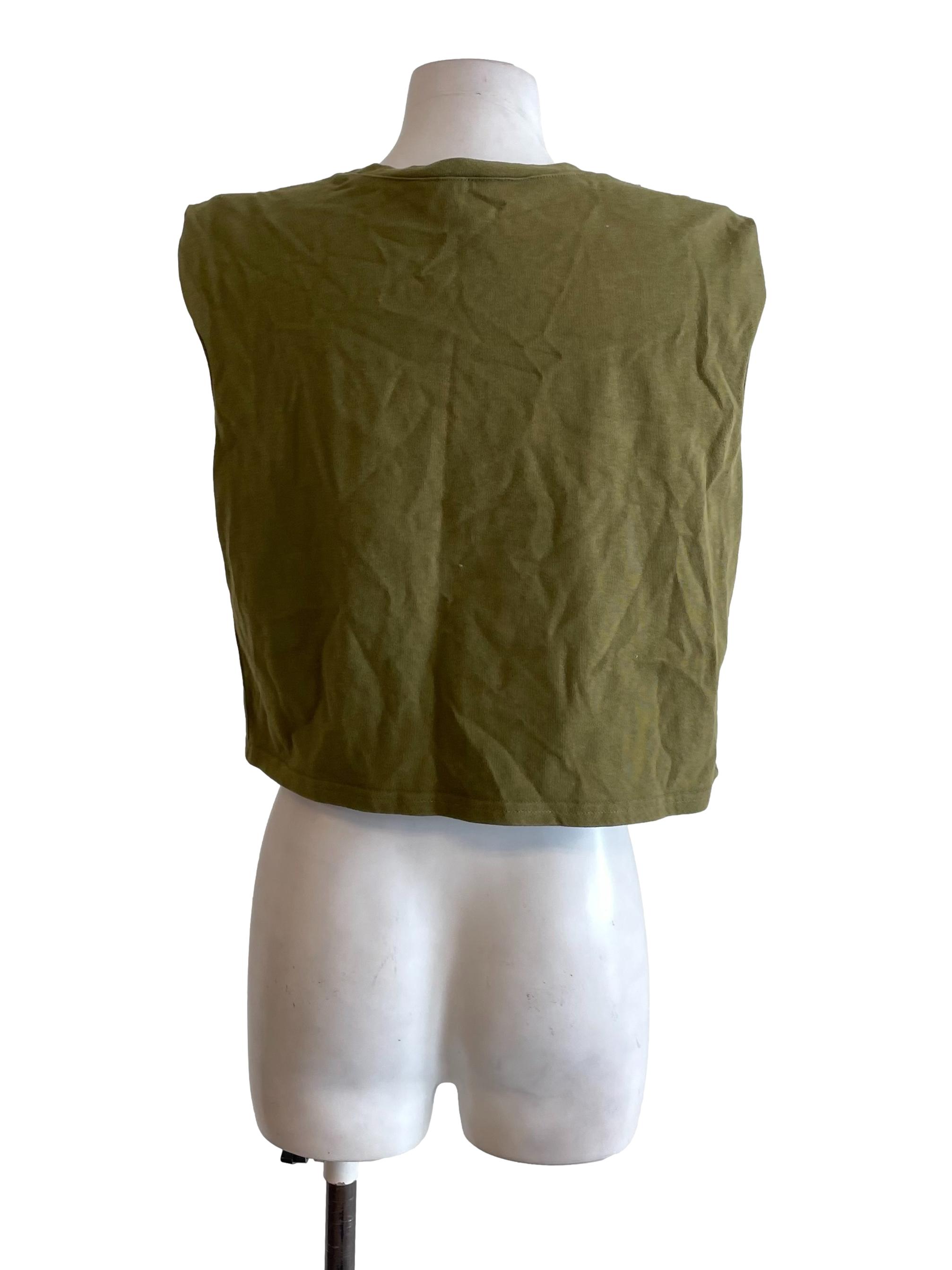 Dusty Moss Sleeveless Crop Top