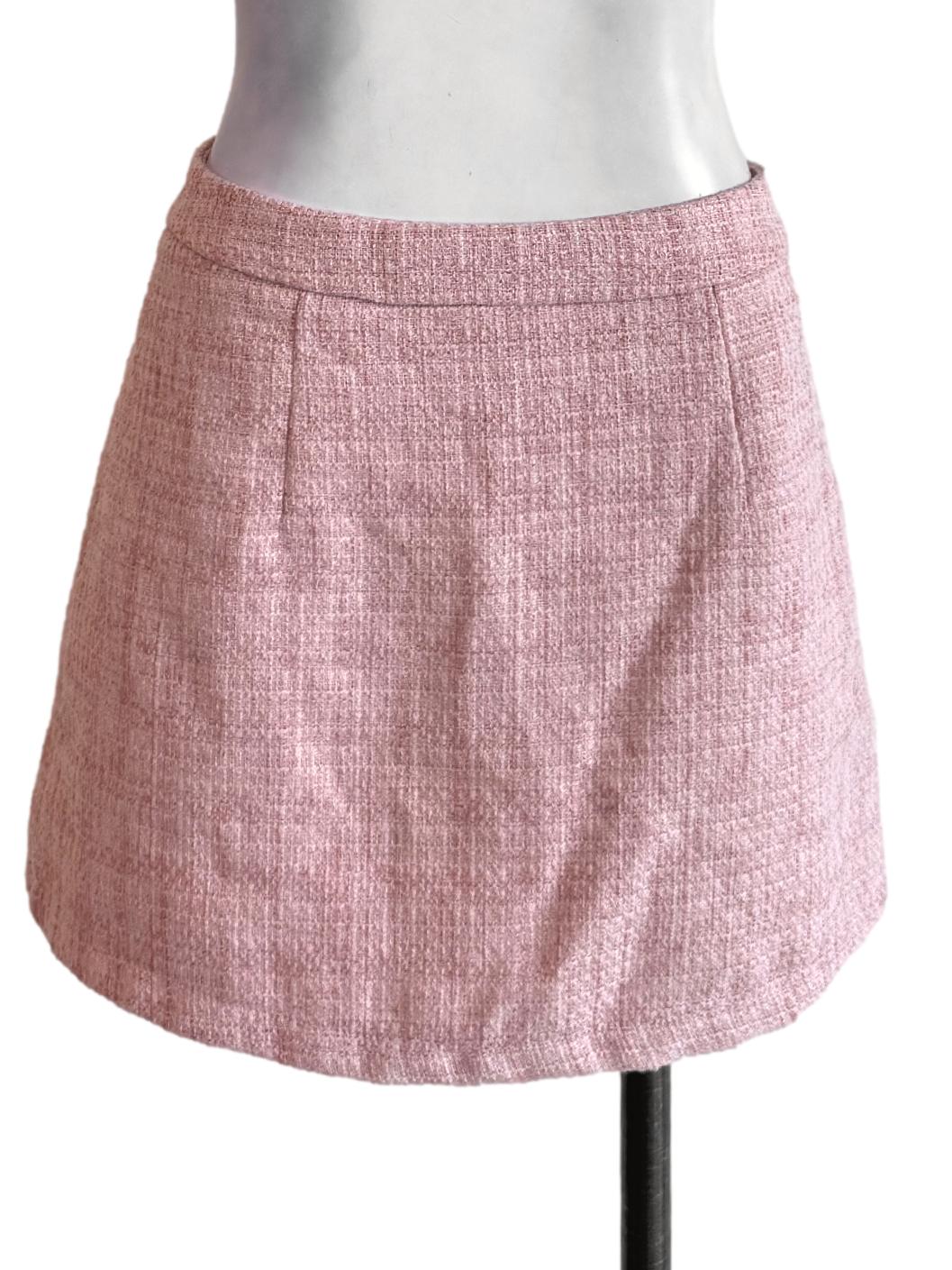 Pink Tweed Textured Skorts
