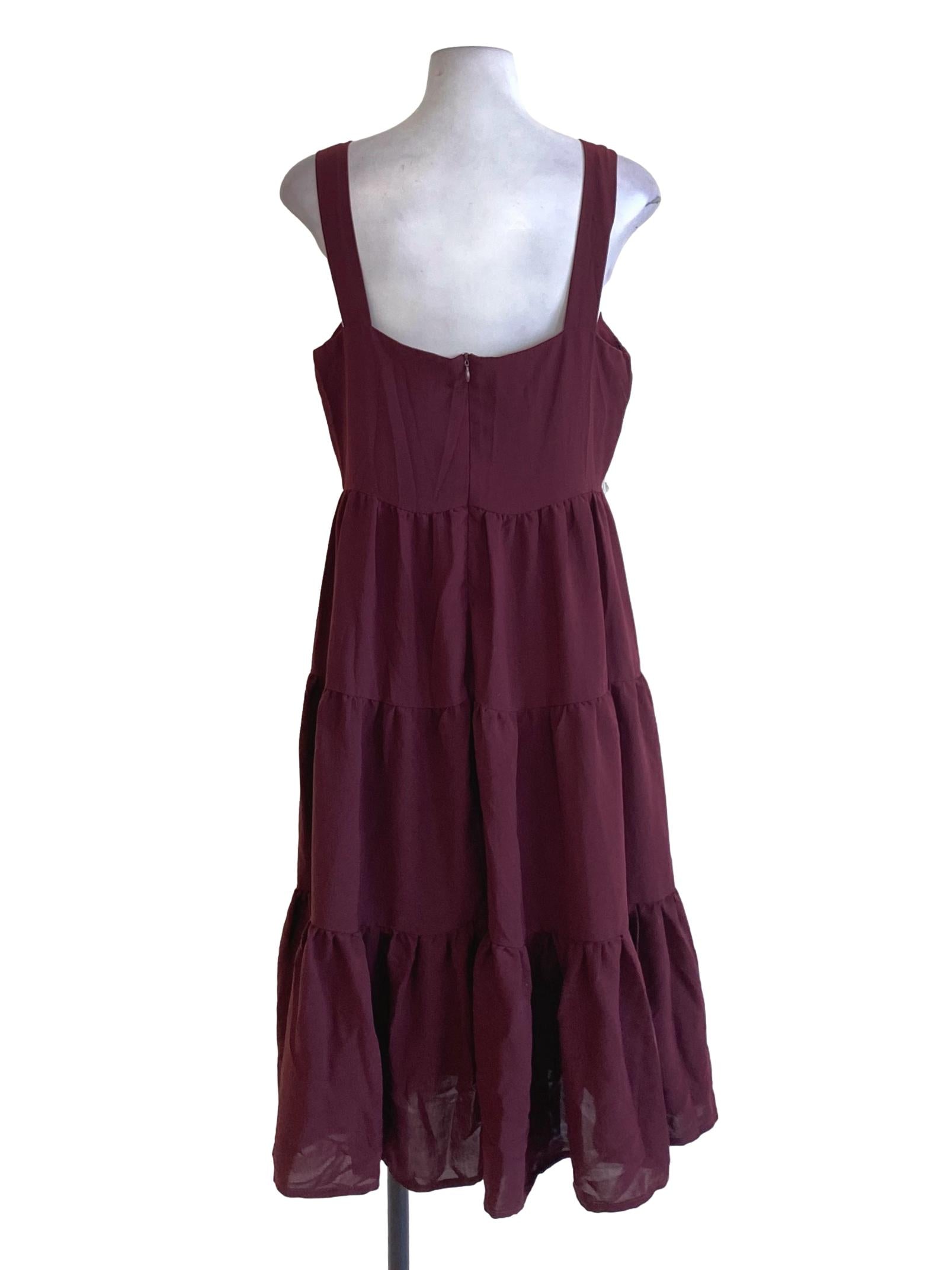 Mulberry Purple Square Neck Layered Dress