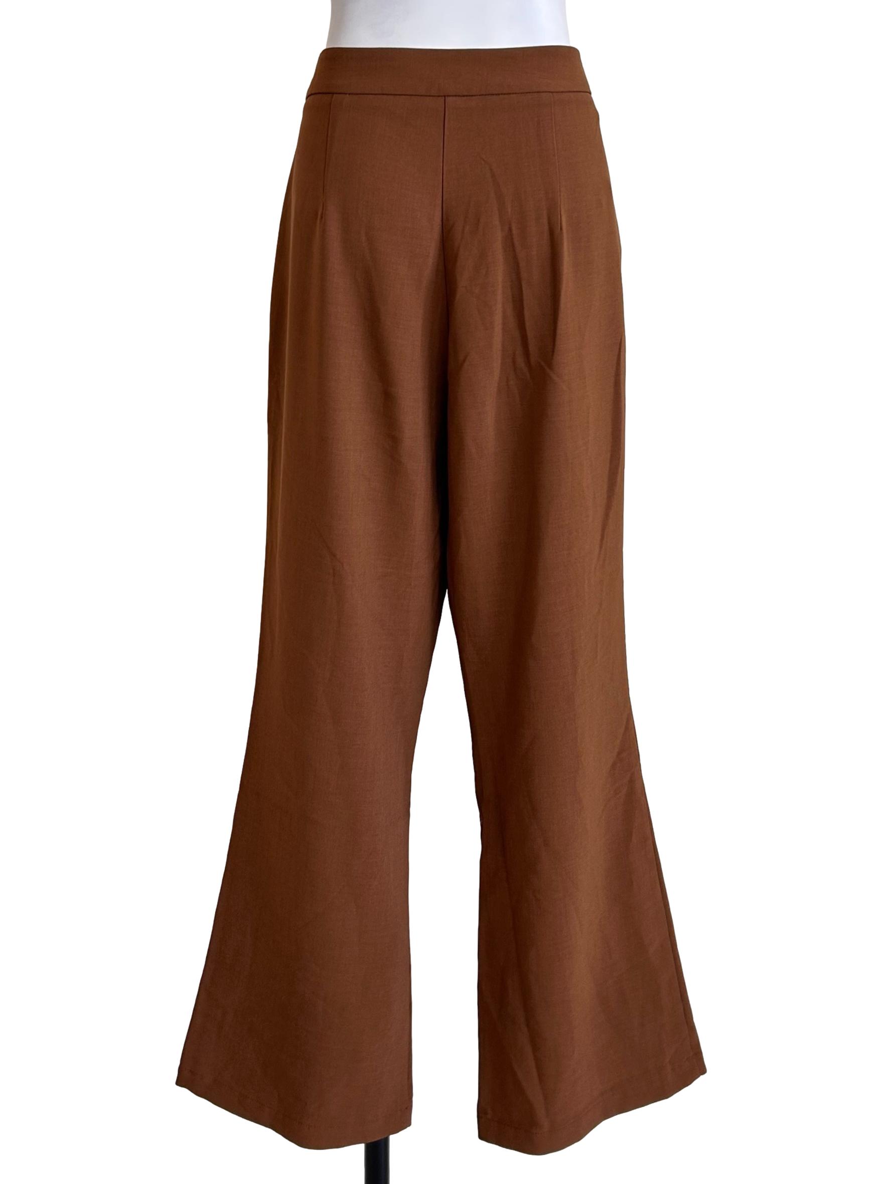 Terracotta Brown Flared Trousers