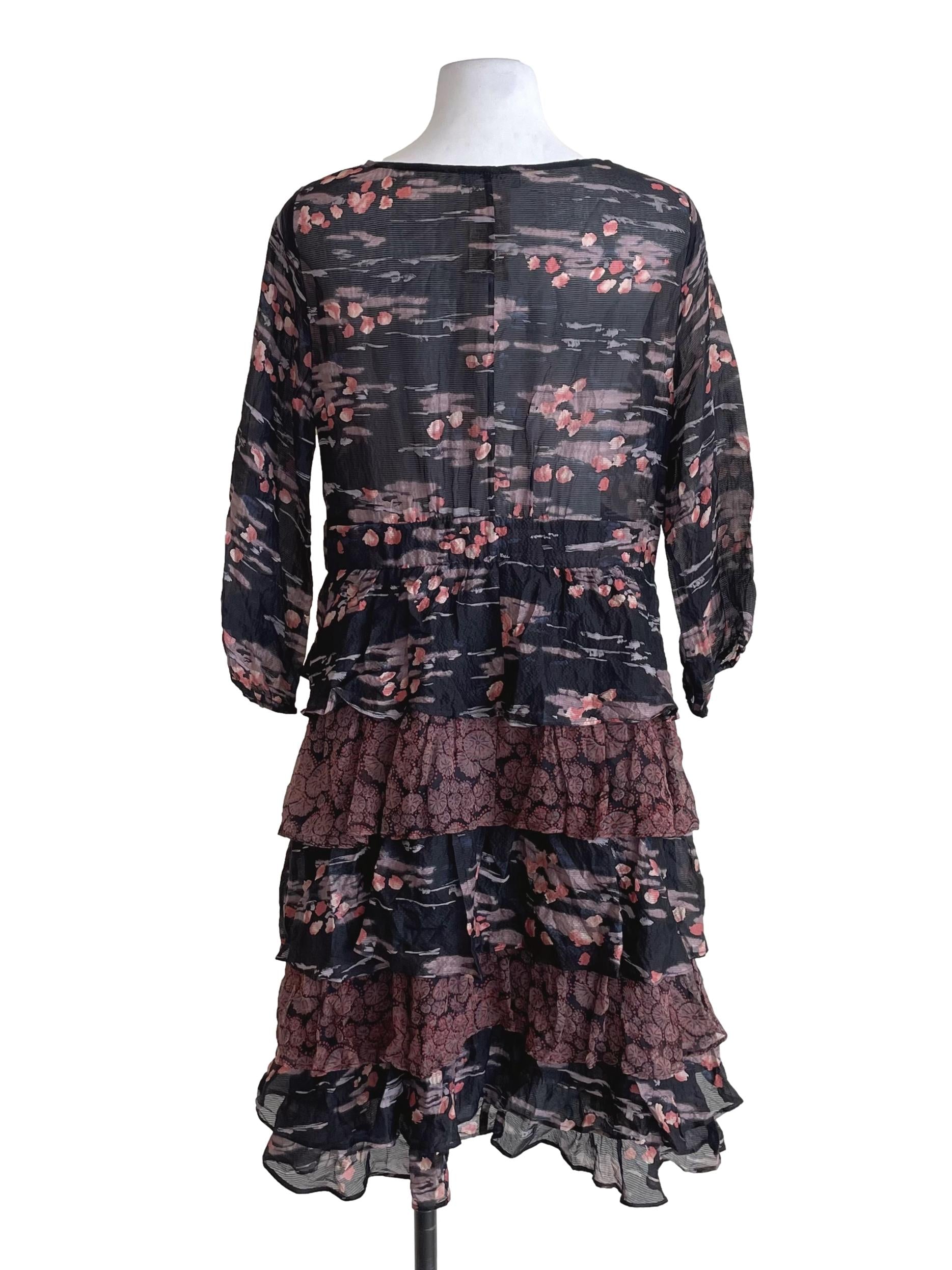 Black Painting Wendy Wrap Layer Dress