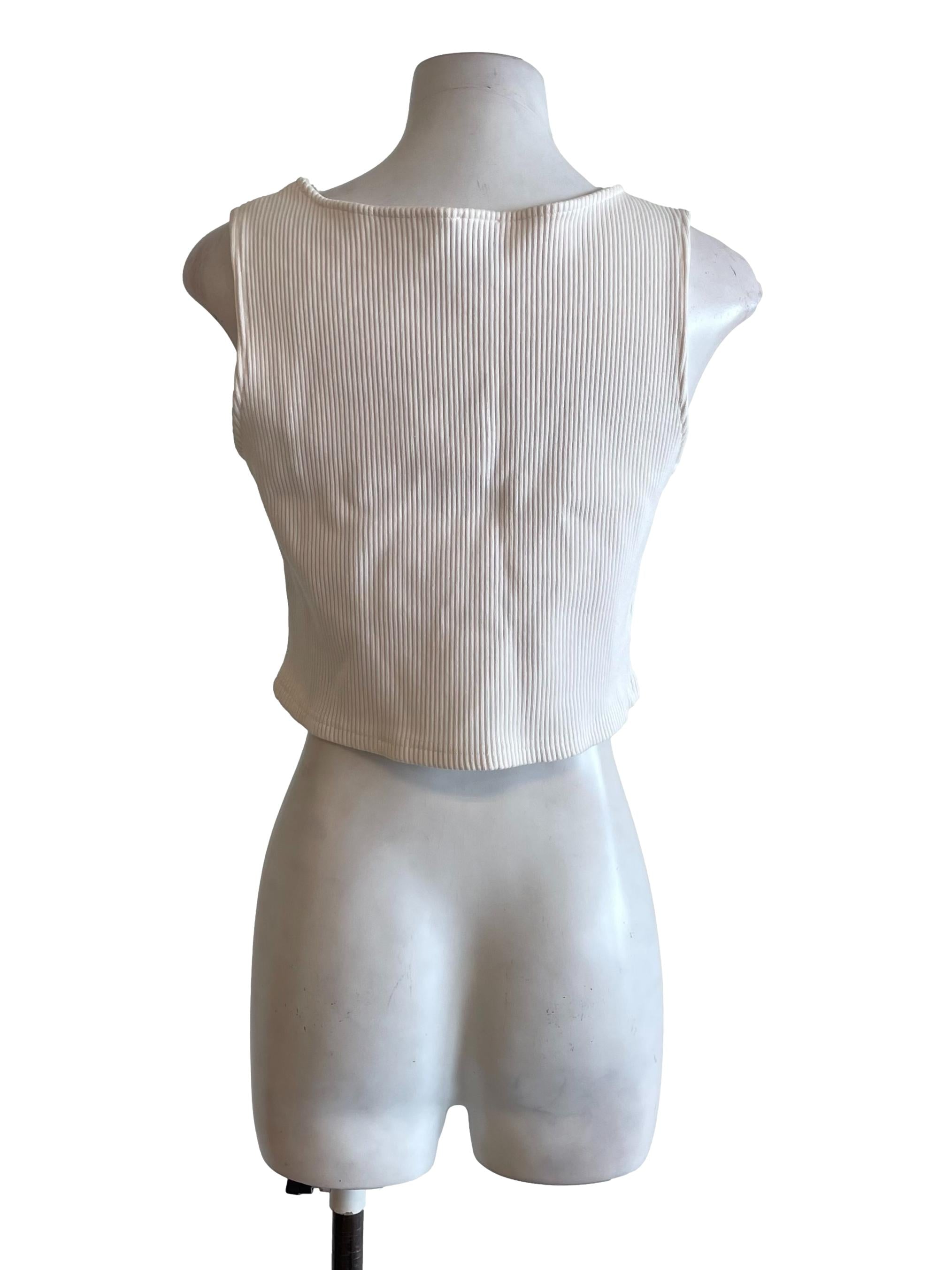 White Ribbed Crop Top