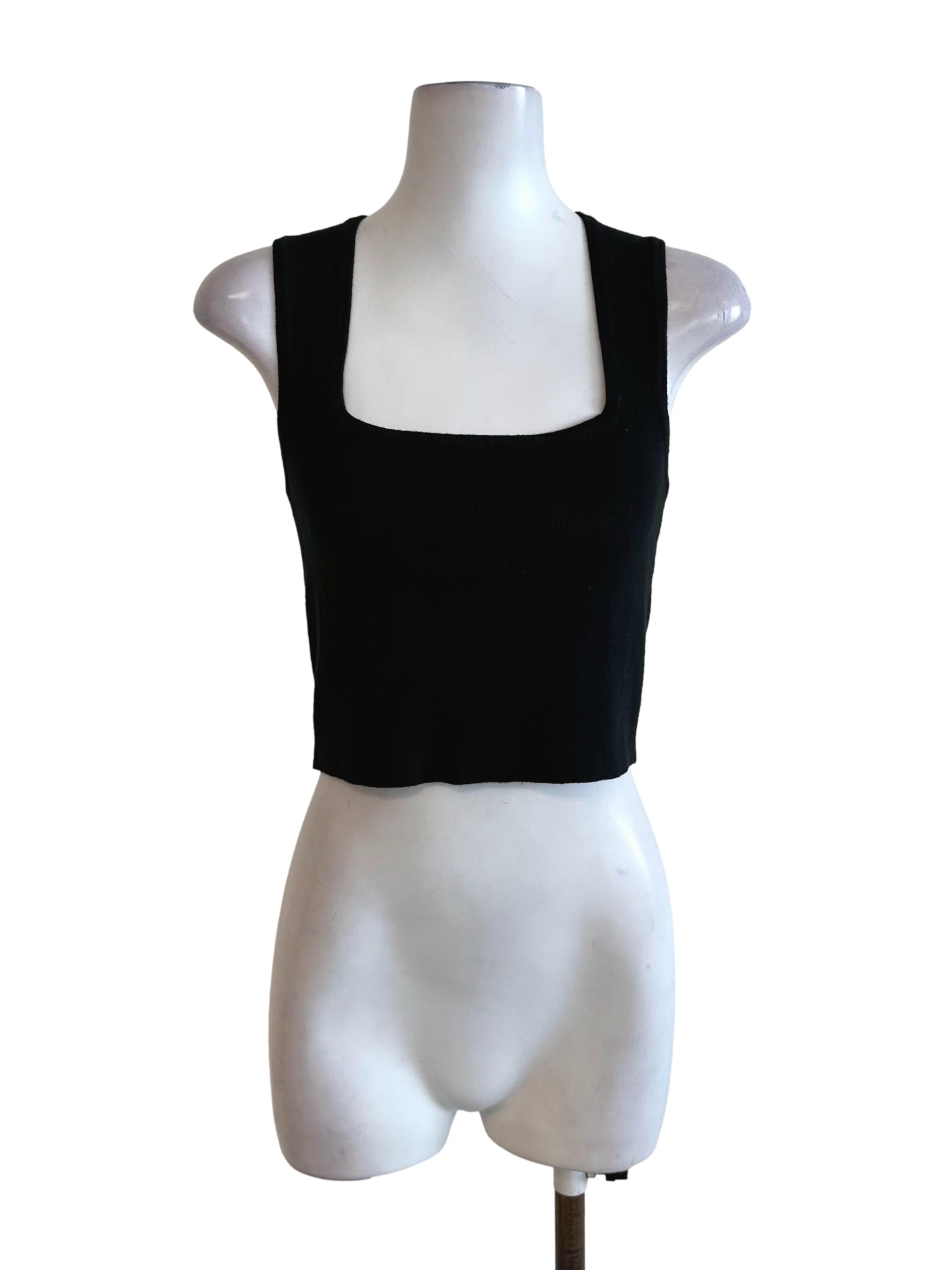 Rich Black Square Neck Fitted Top