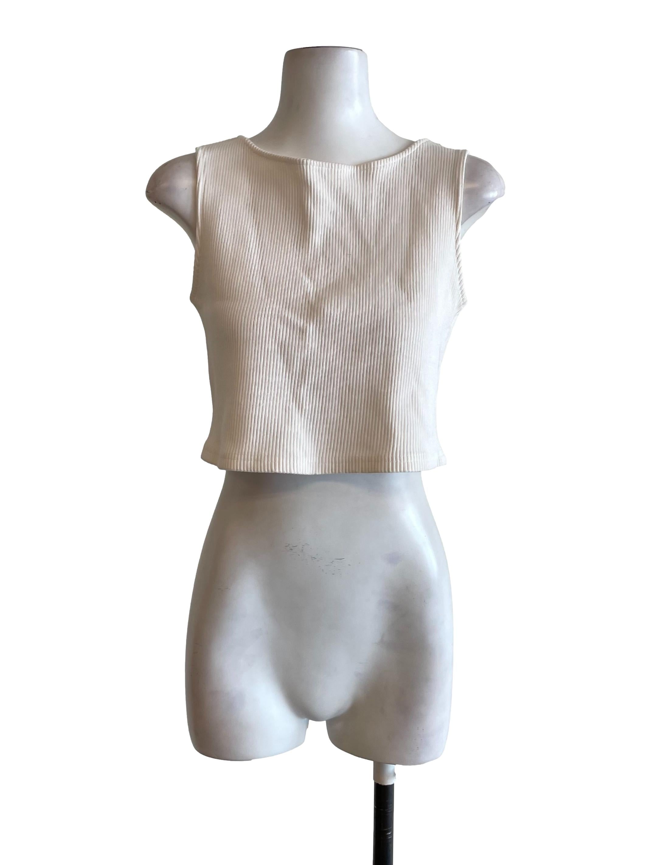 White Ribbed Crop Top