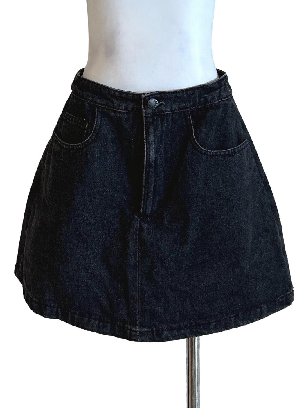 Washed Black Denim Skorts TCL
