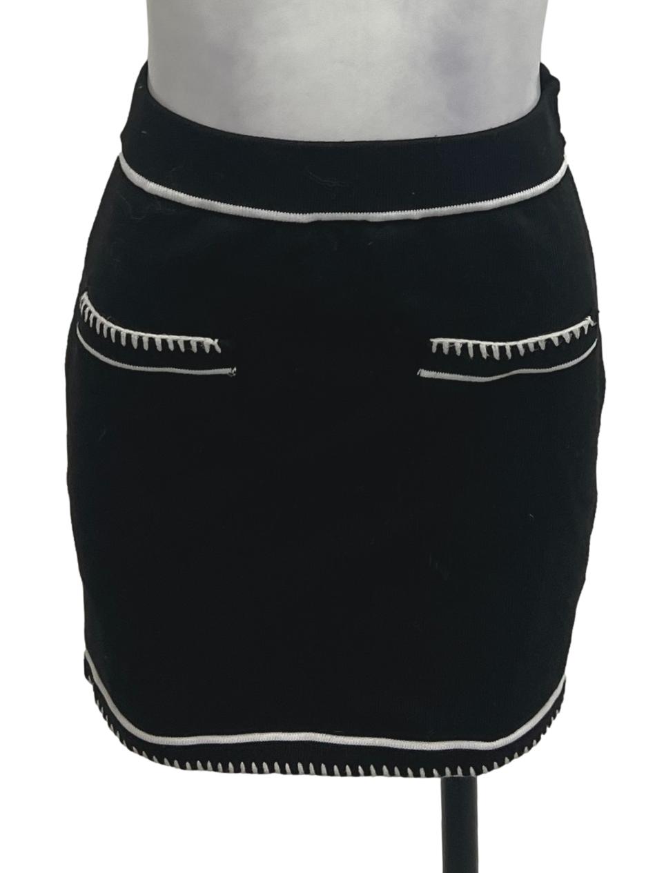 Sndys Black Contrast Knit Skirt | REFASH