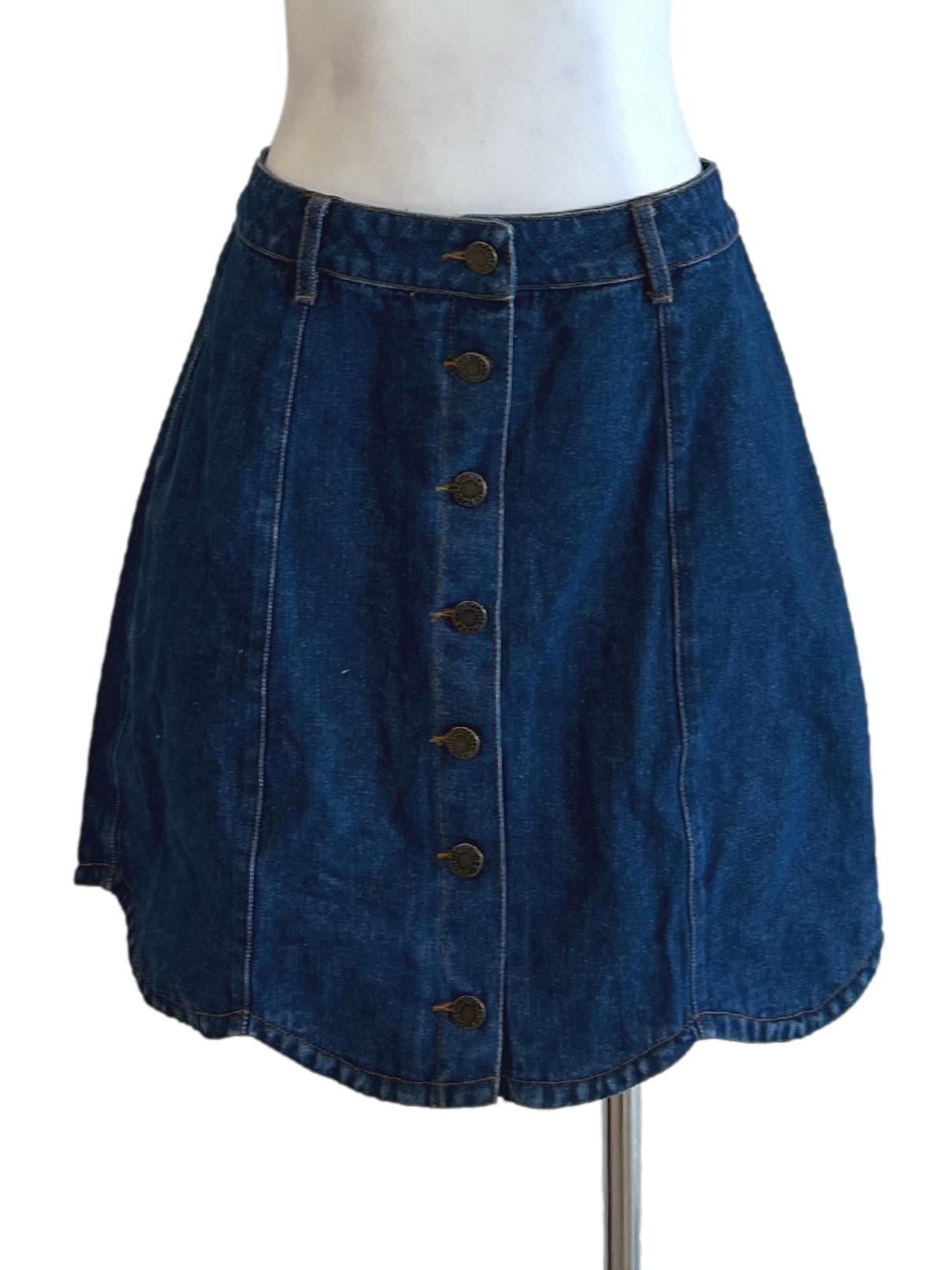 Deep Blue Button Denim Skirts TCL