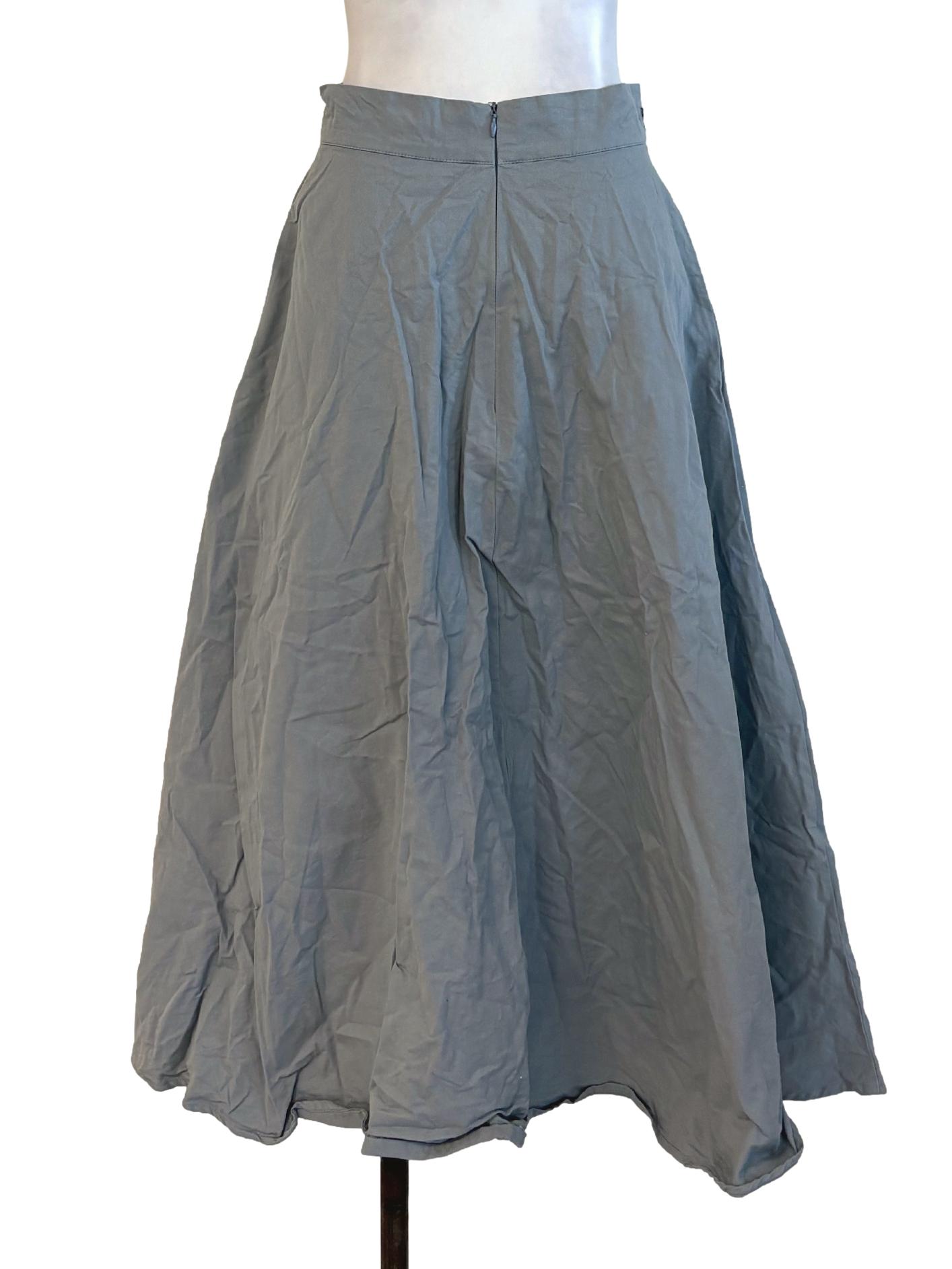 Stone Blue Cotton Semi Circle Skirt TTR