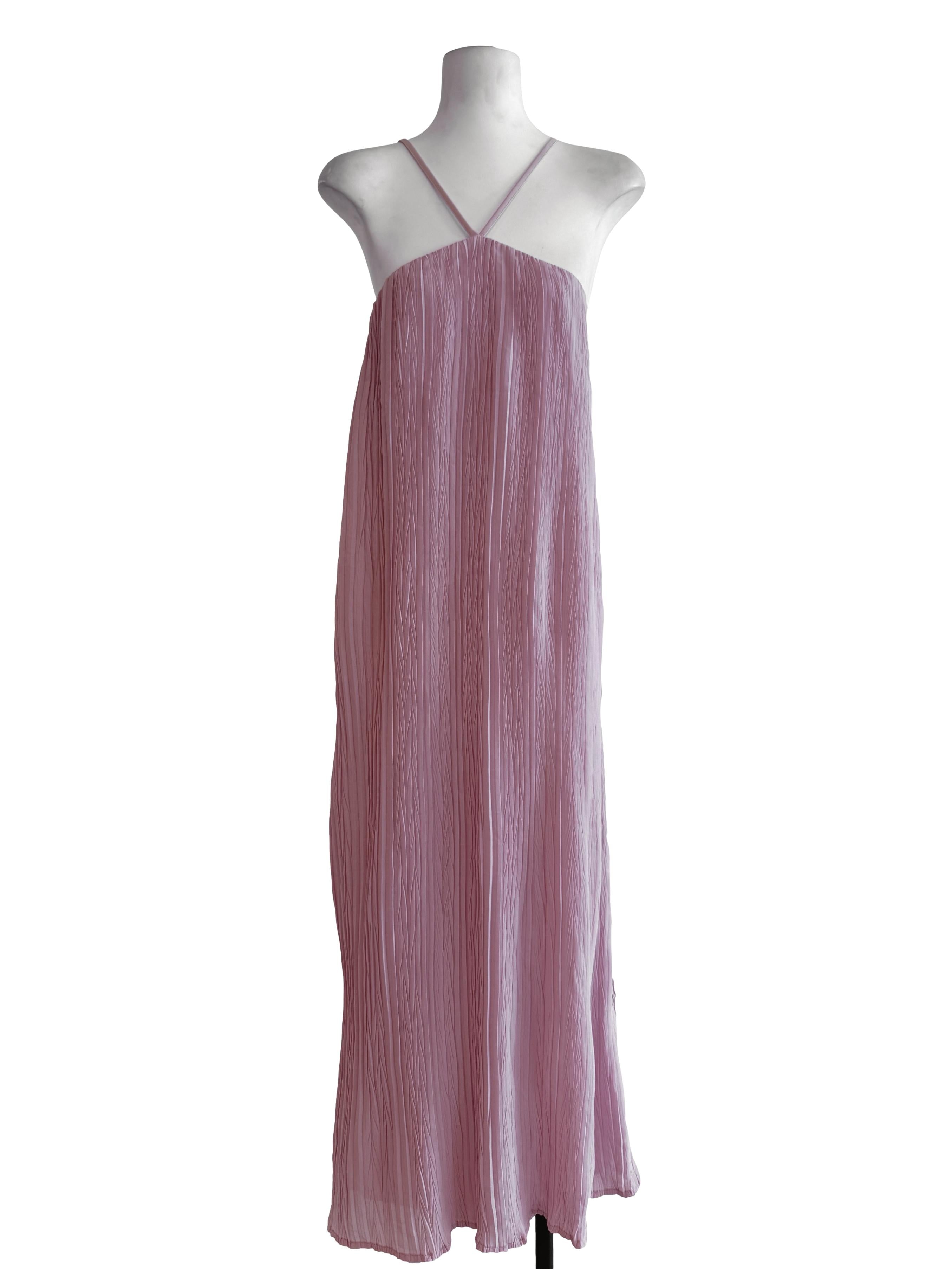Light Pink Strap Pleated Dress