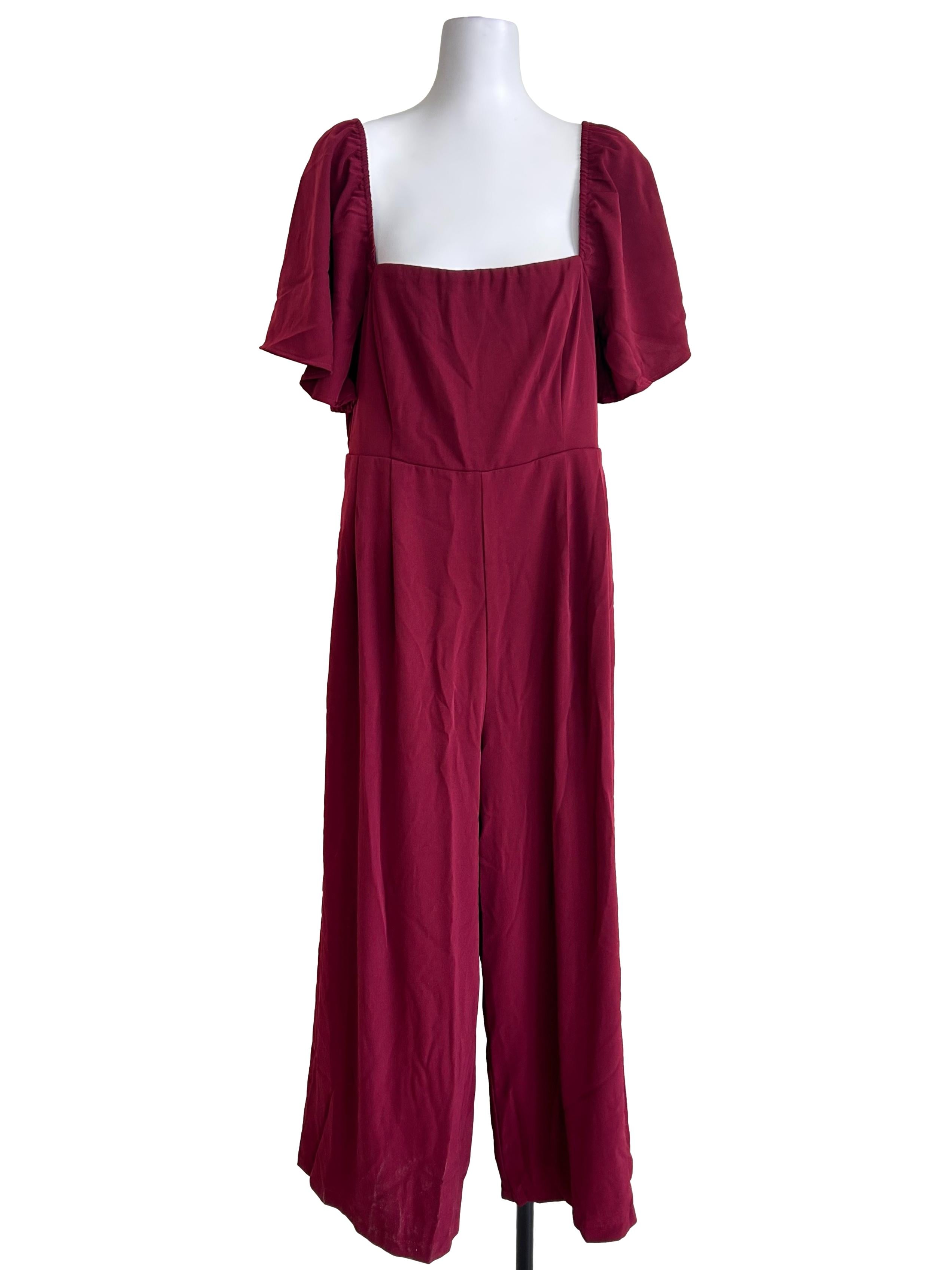 Deep Burgundy Wide-Leg Jumpsuit